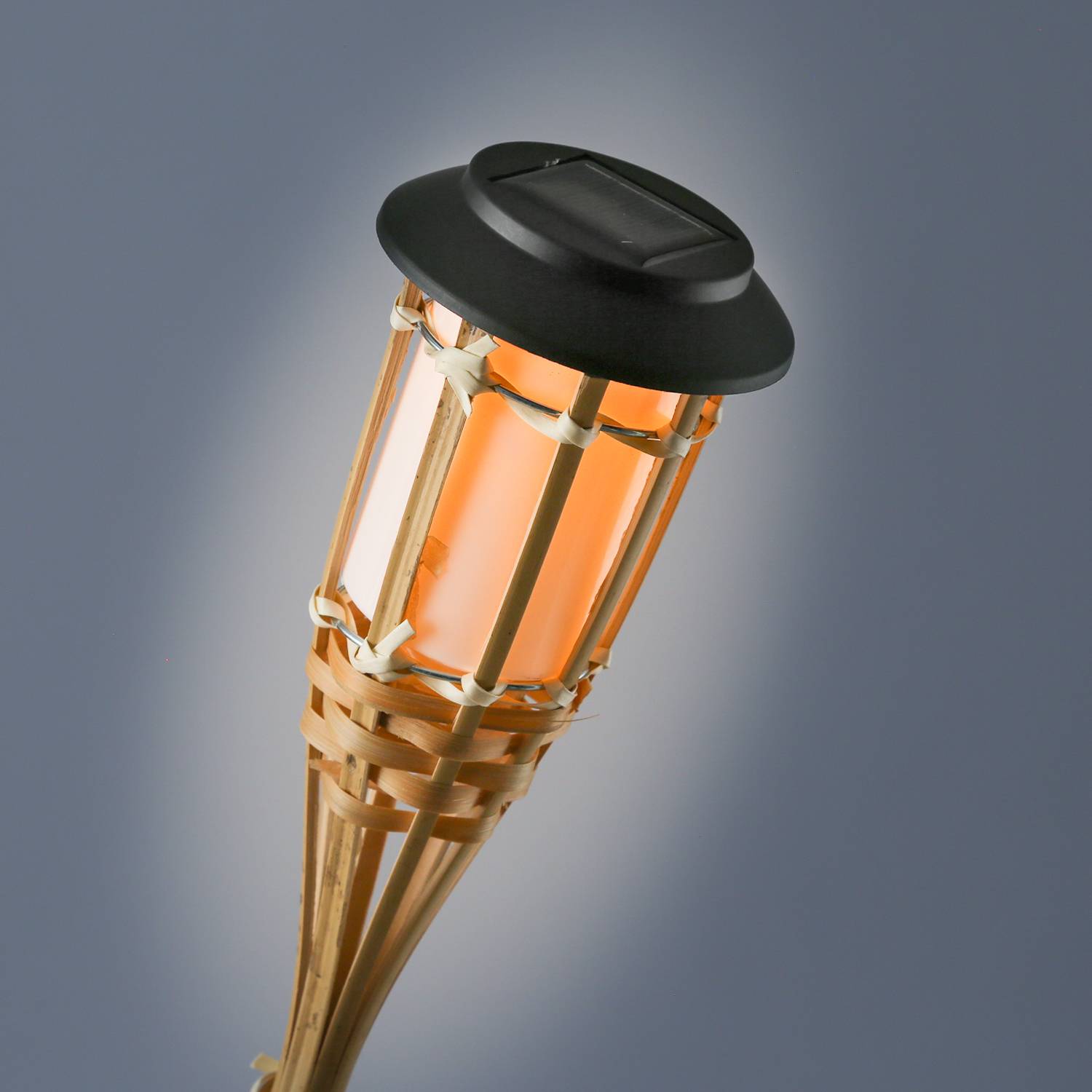 LED Solar Gartenfackel Bambus Solarfackel Terrasse Gartenbeleuchtung 60cm 4St.