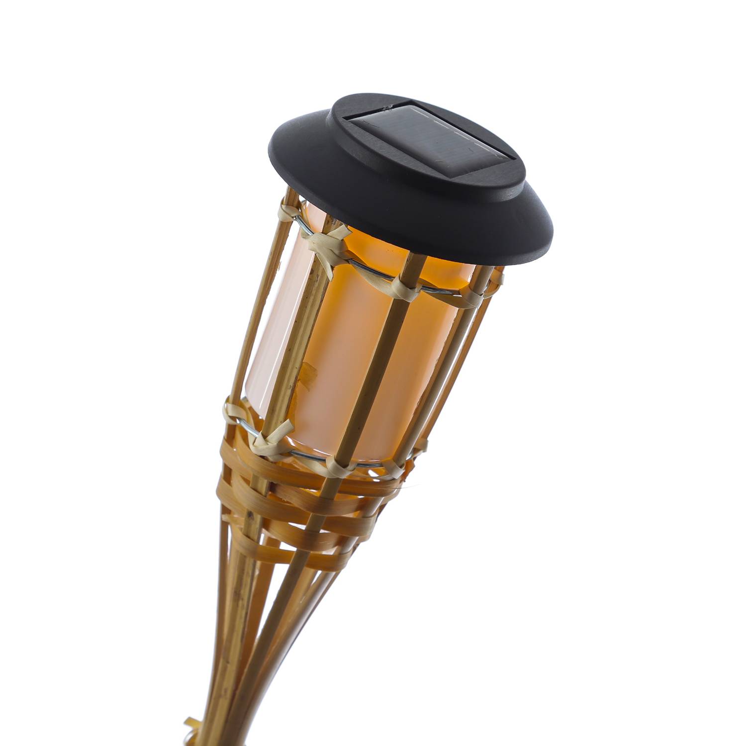 LED Solar Gartenfackel Bambus Solarfackel Terrasse Gartenbeleuchtung natur 60cm
