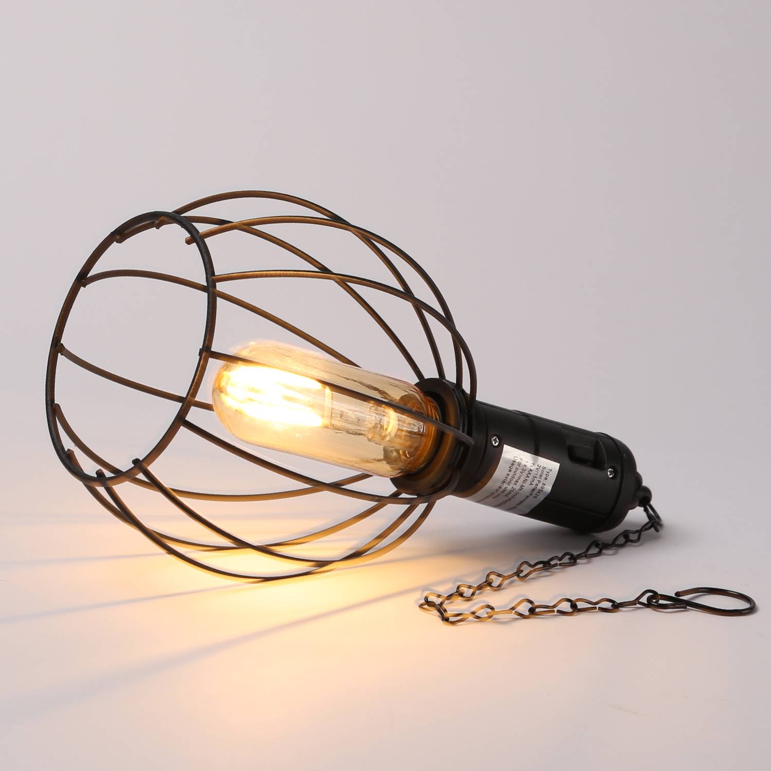 LED Solar Hängeleuchte Laterne rund Industrial Look Gitter Garten Balkon Sensor