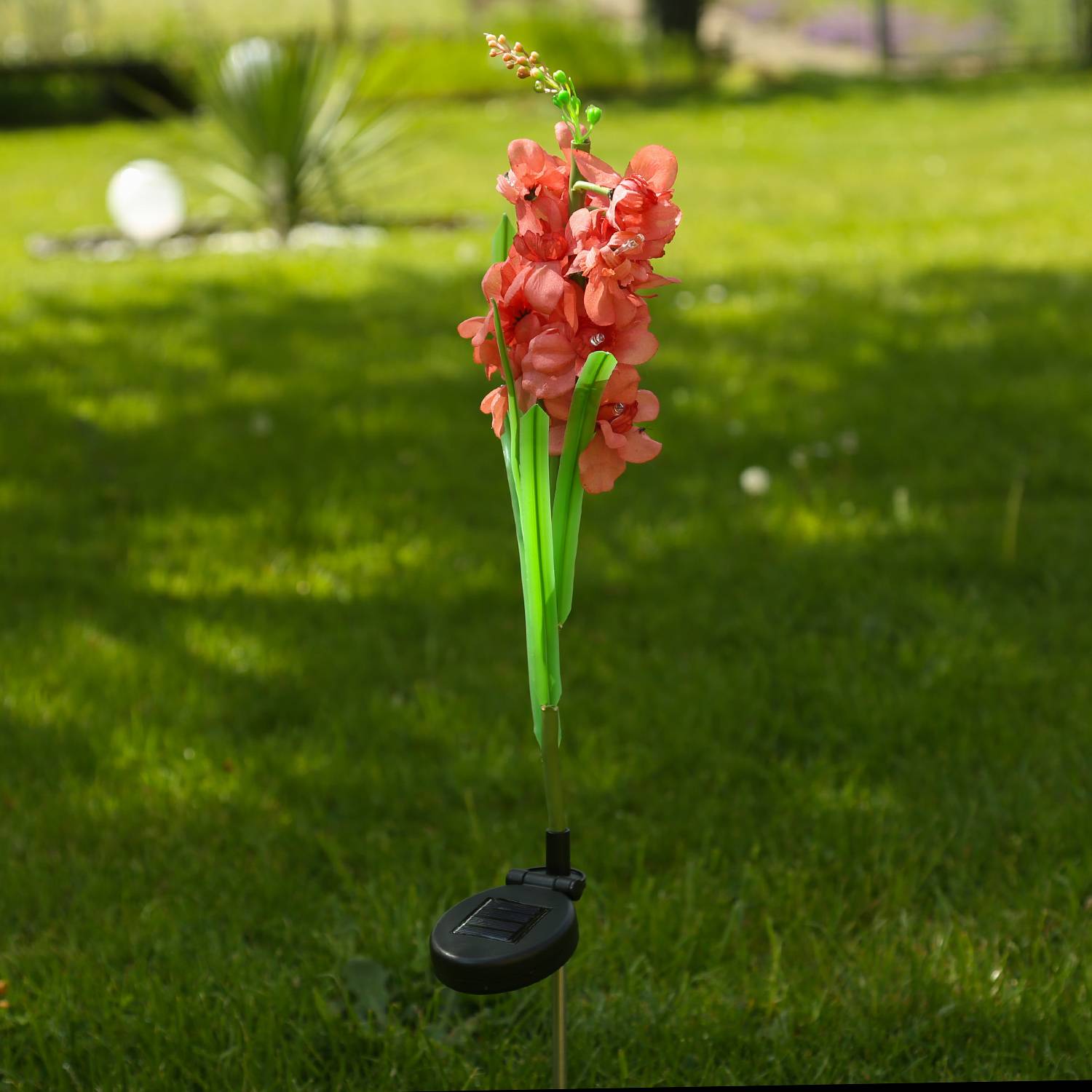 LED Solar Gartenstecker Gladiole Blume Dekoleuchte Garten Balkon Terrasse rot