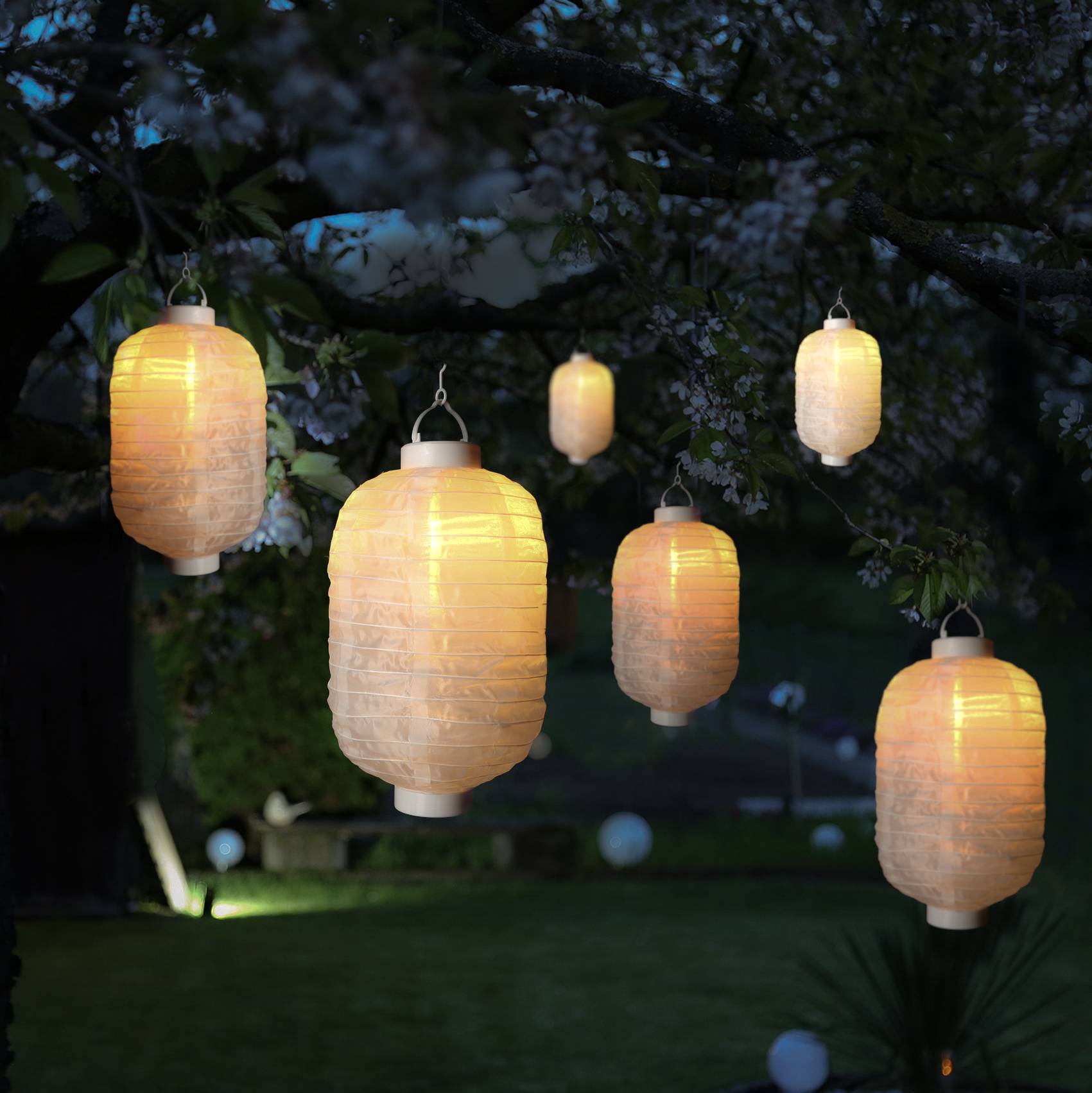 LED Solar Lampion Flammeneffekt Hängeleuchte Balkon Terrasse Gartenlampion