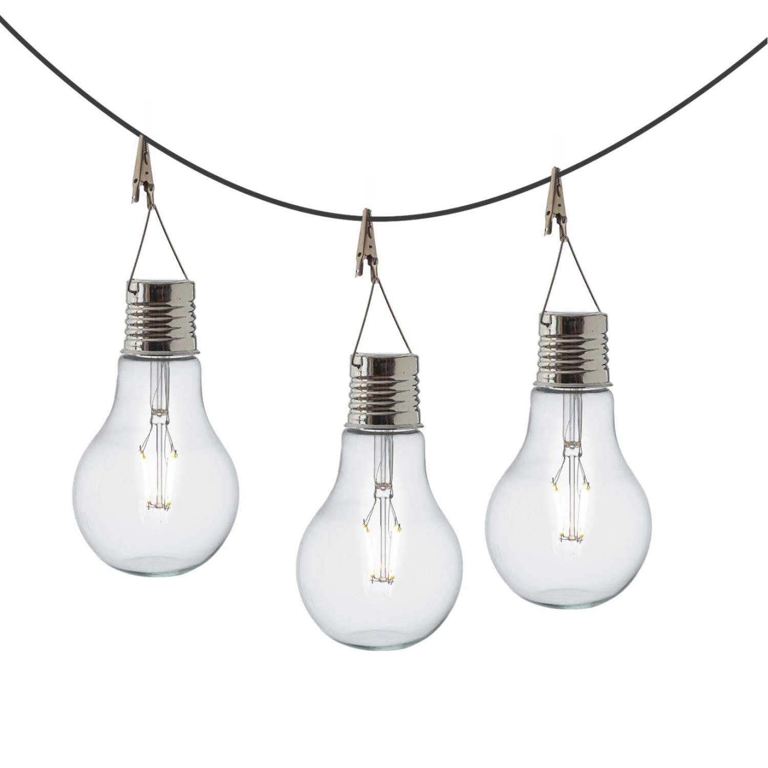 LED Solar XL Glühbirne Solarleuchte Garten Terrasse Balkon stehend hängend 3St.