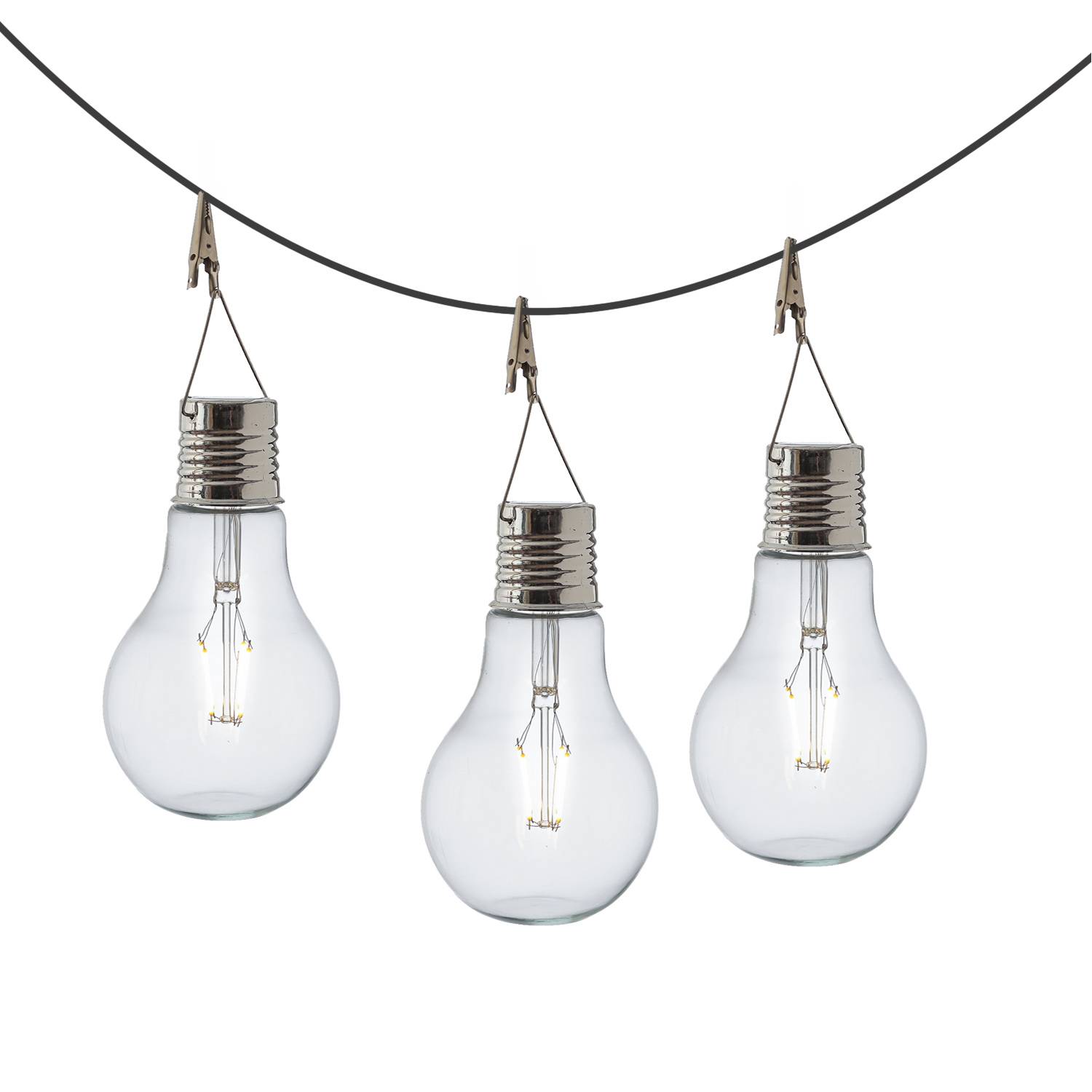 LED Solar XL Glühbirne Solarleuchte Garten Terrasse Balkon stehend hängend 3St.