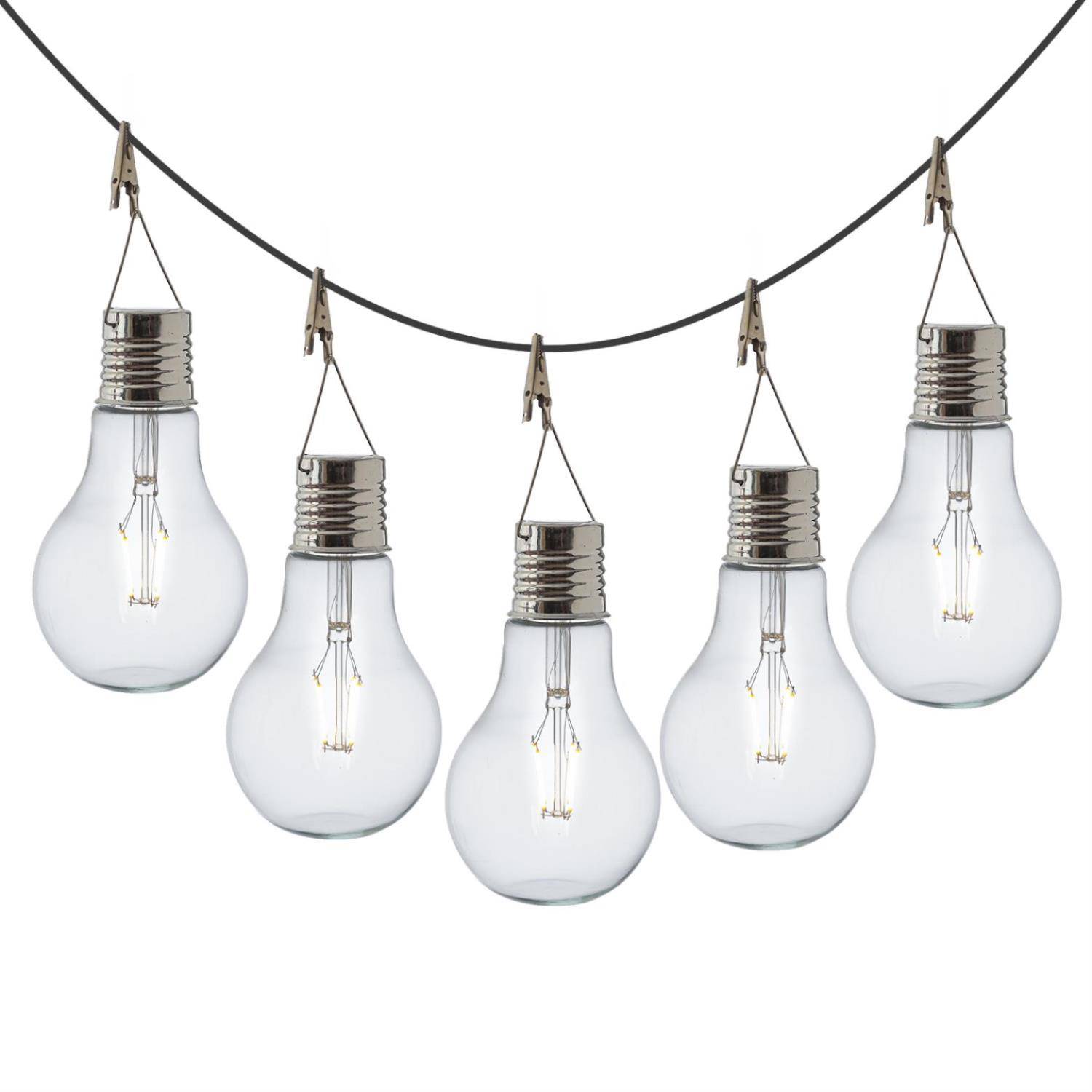 LED Solar XL Glühbirne Solarleuchte Garten Terrasse Balkon stehend hängend 5St.