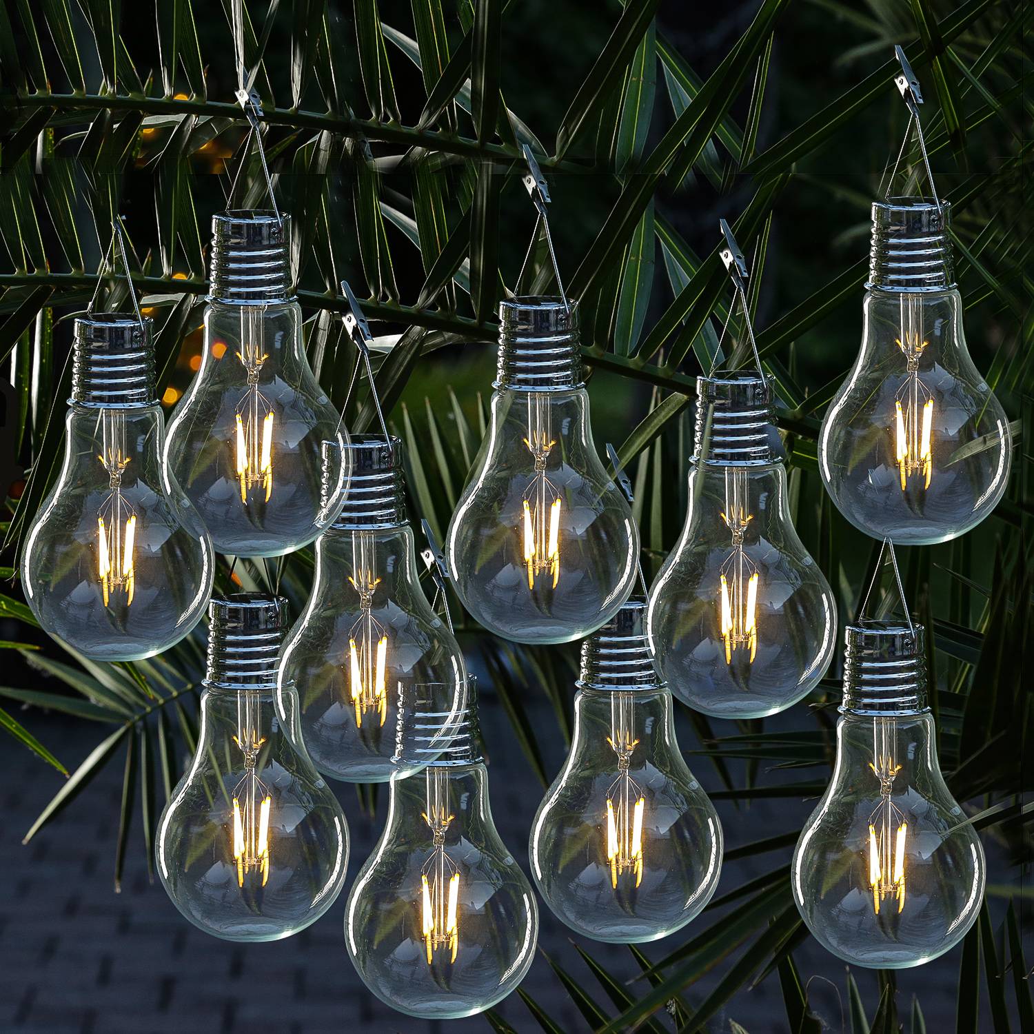 LED Solar XL Glühbirne Solarleuchte Garten Terrasse Balkon stehend hängend 10St.