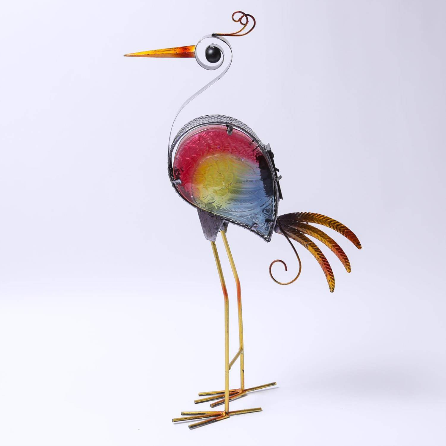 LED Paradiesvogel Gartenfigur Solarleuchte Metall Sensor Gartendeko Terrasse