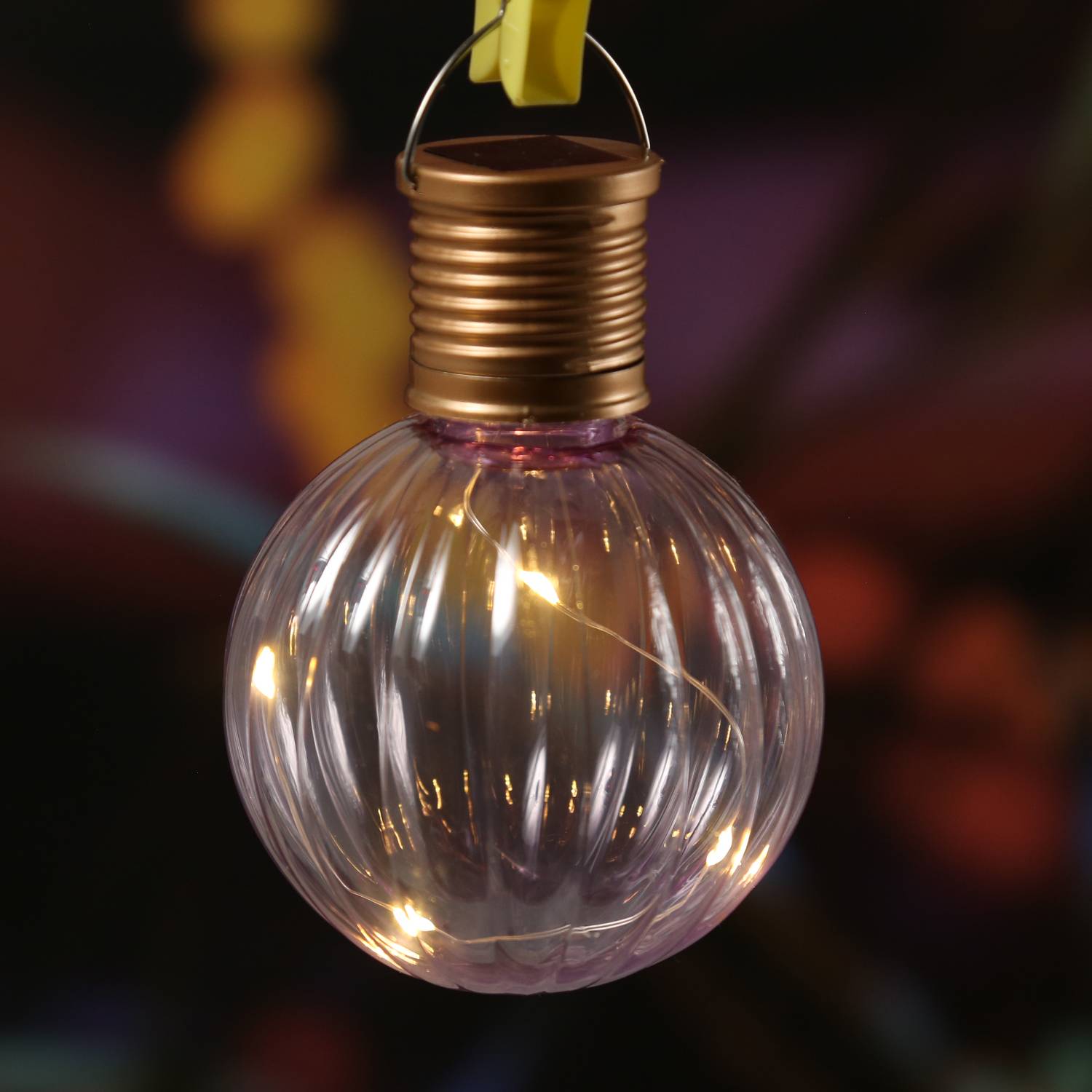 LED Solar Glühbirne Kugelleuchte Solarleuchte Terrasse Balkon Gartendeko rosa