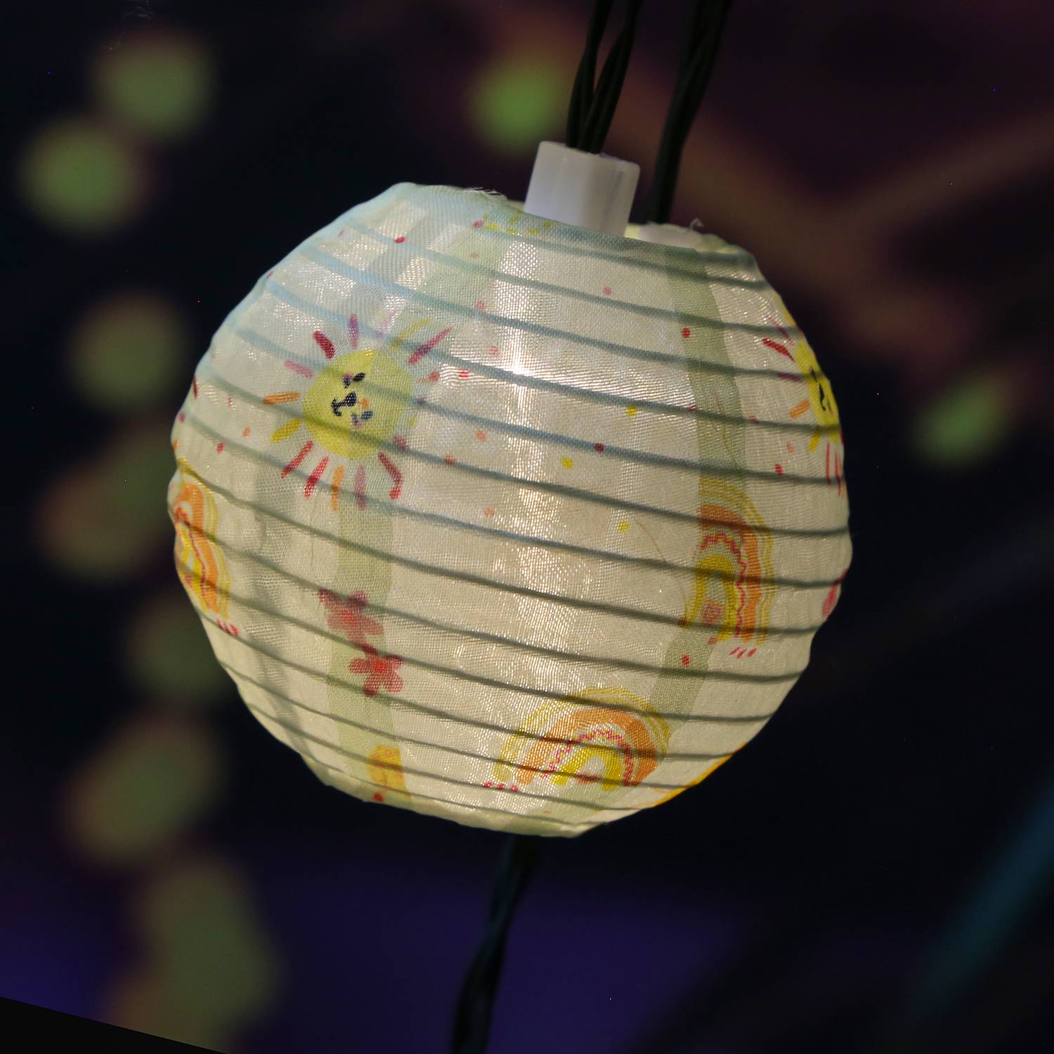 LED Solar Lichterkette Lampion Sonne Blume Motiv Garten Balkon Terrasse gelb