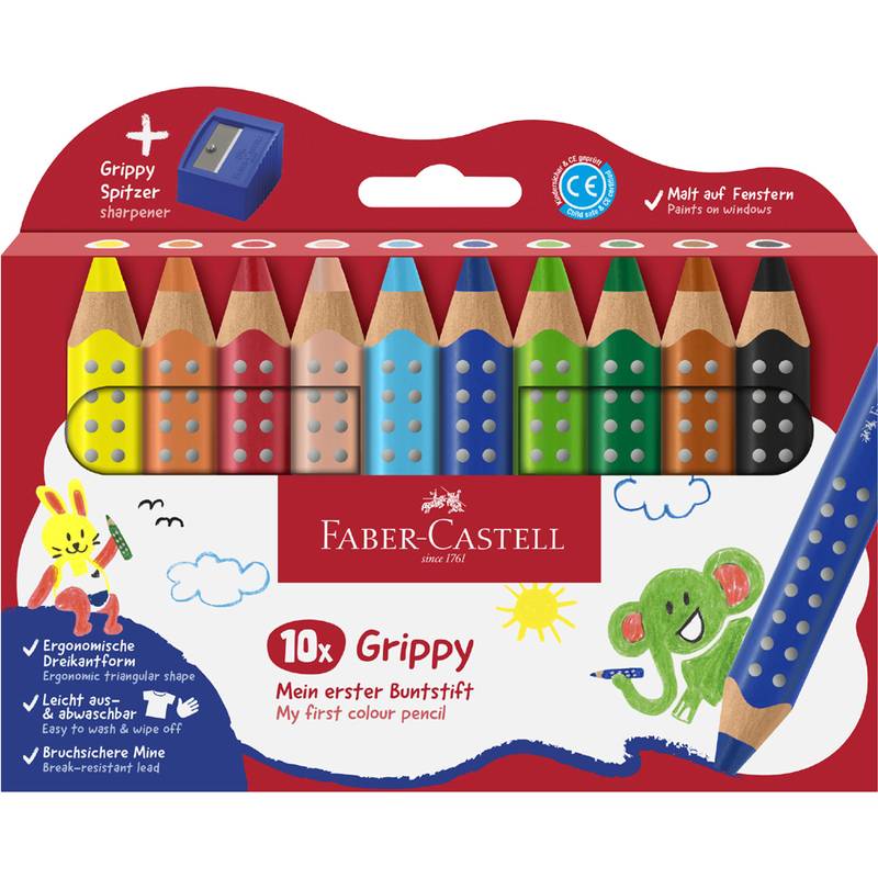 FABER-CASTELL Dreikant-Buntstift Grippy, 10er Kartonetui