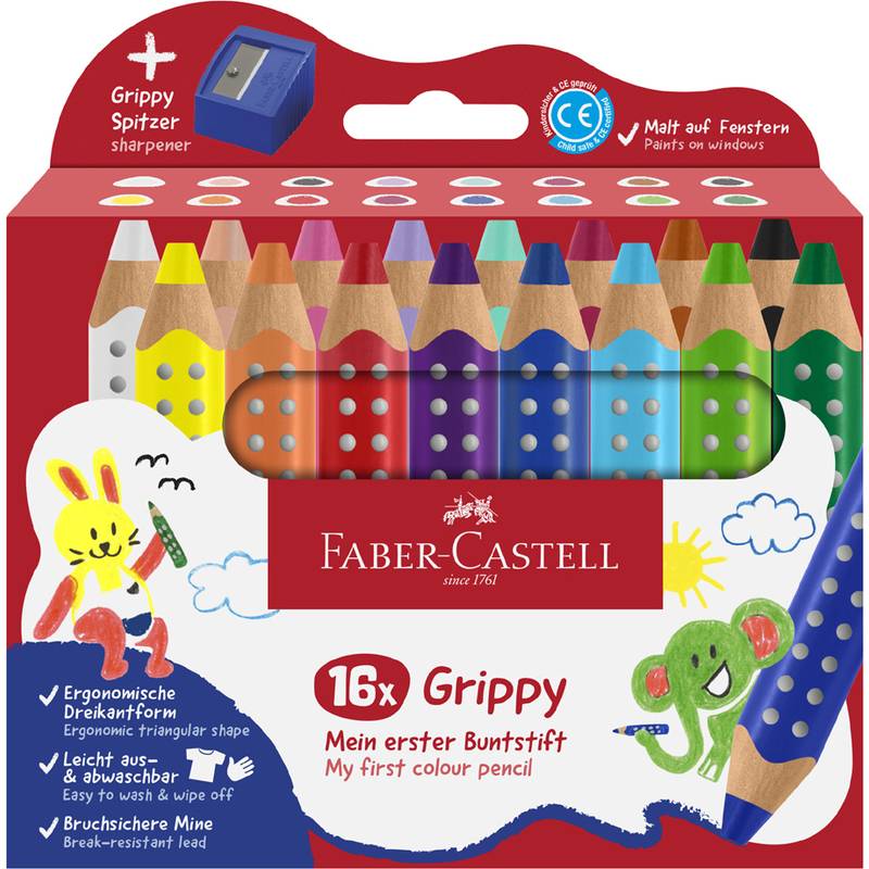 FABER-CASTELL Dreikant-Buntstift Grippy, 16er Kartonetui
