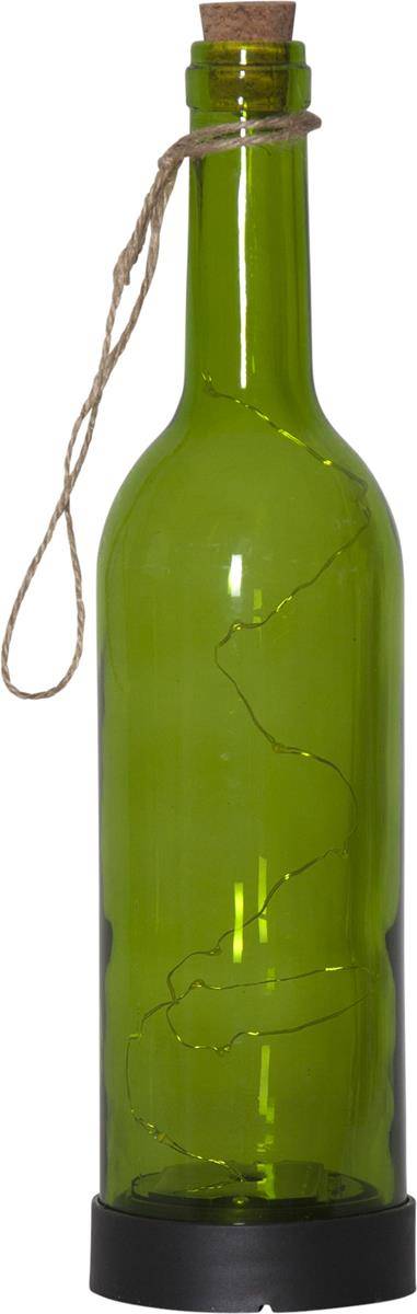 LED Solarflasche Glasflache Dekoflasche Glas grün H: 31cm D: 7,5cm Sensor