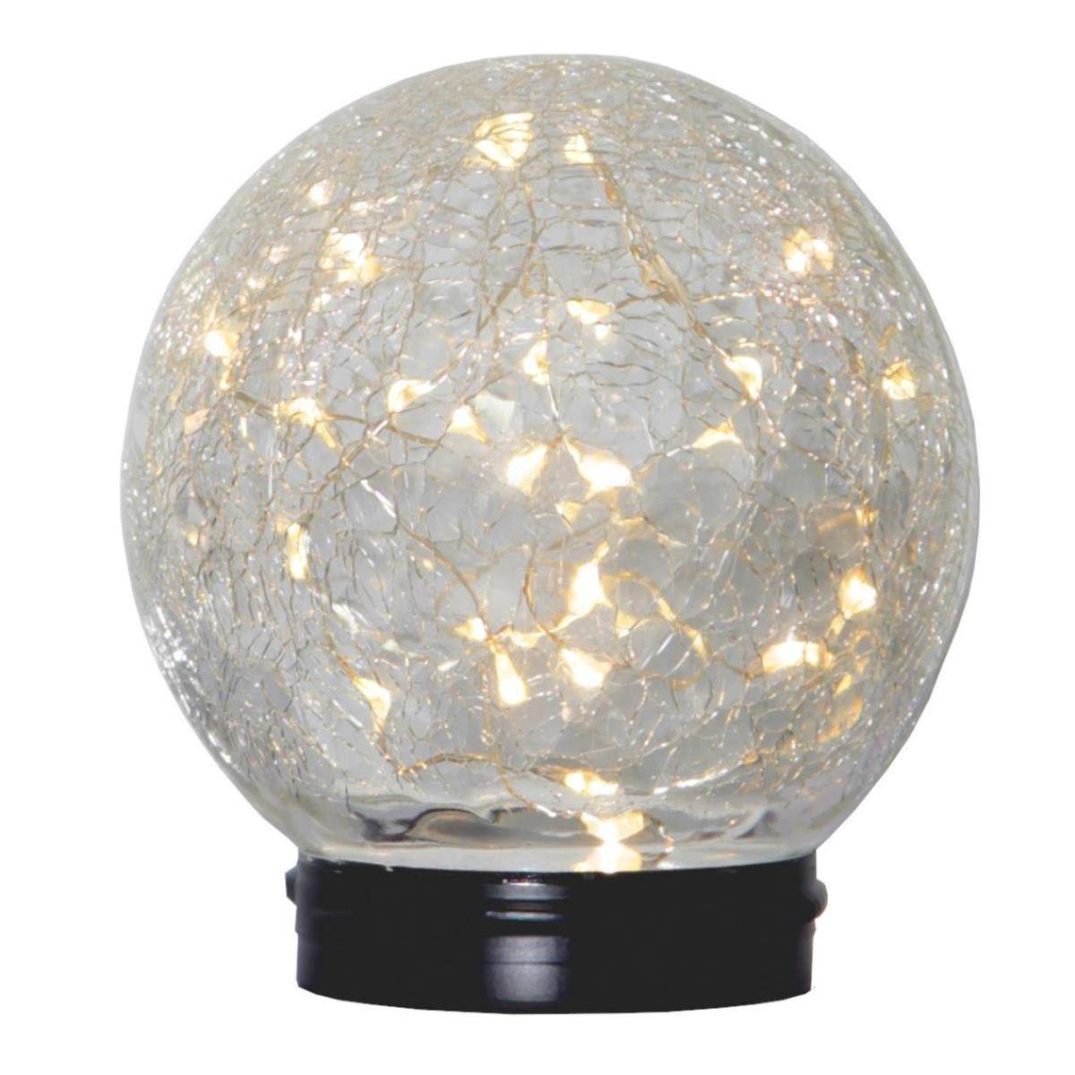 LED Solar Leuchte Kugel Bruchglas Optik Draht Lichterkette Tischleuchte Garten