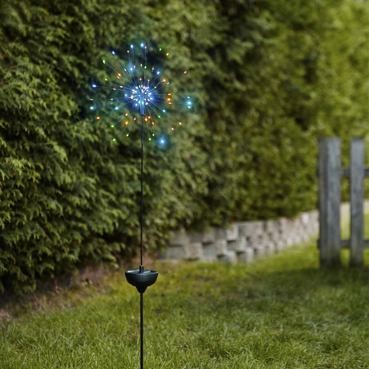 LED Solarstab FEUERWERK Gartendeko Gartenstecker H: 100cm Dämmerungssensor