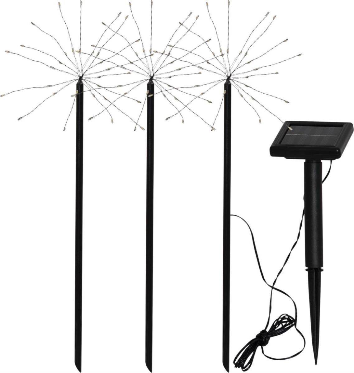 LED Solarstab FEUERWERK Gartendeko Gartenstecker LED Dämmerungssensor 3er Set