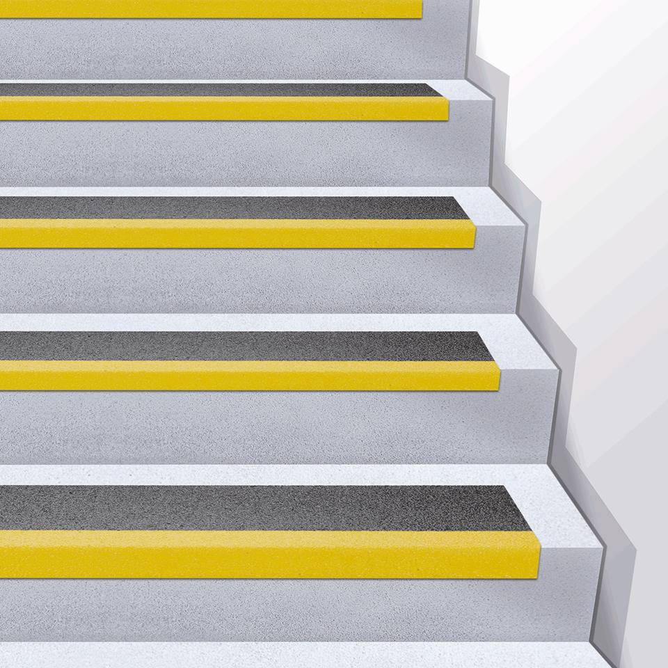 K.57 Antirutsch-Kantenprofil, R13, ASR A1.5, schwarz/gelb, GFK, 230x600x30mm