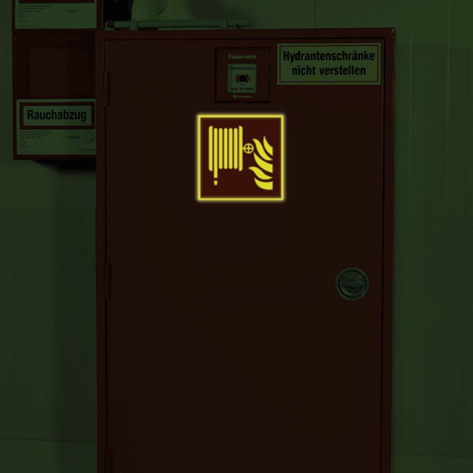 PERMALIGHT® power langnachleuchtend Brandschutzzeichen Löschschlauch, ASR/ISO, Kunststoff, 200x200mm