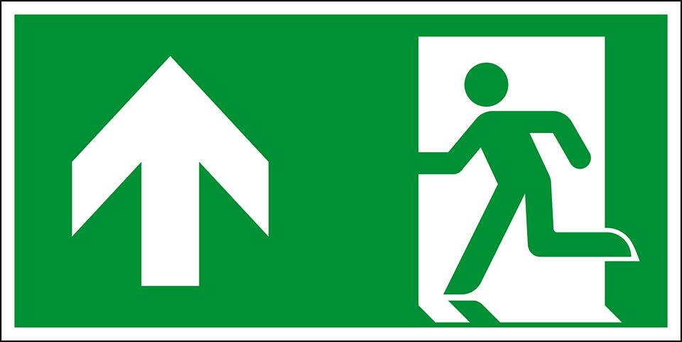 Rettungszeichen Rettungsweg/Notausgang geradeaus, f.CEAG, ISO 7010, Folie, 335x160mm