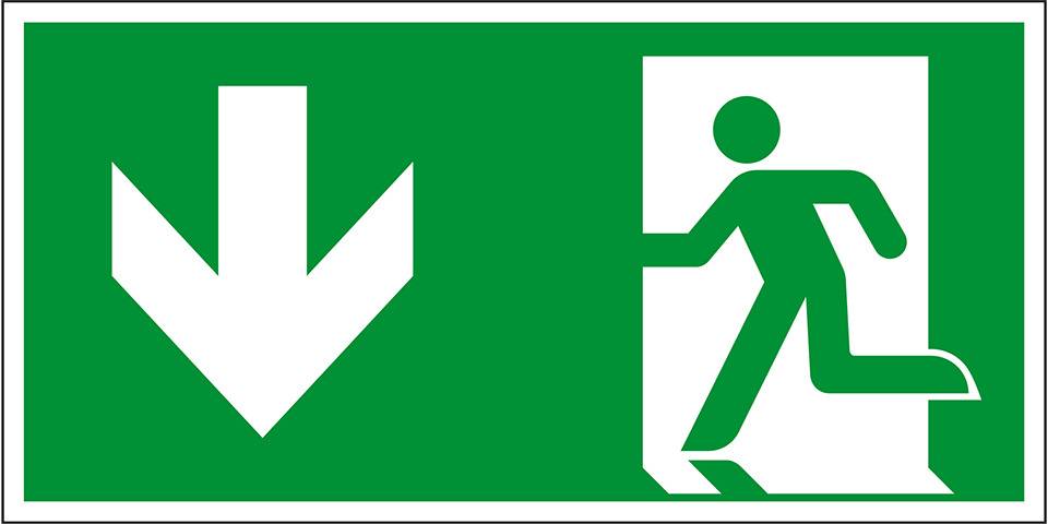 Rettungszeichen Notausgang, Kunststoff, 400x200mm, ASR A1.3, DIN EN ISO 7010 E001