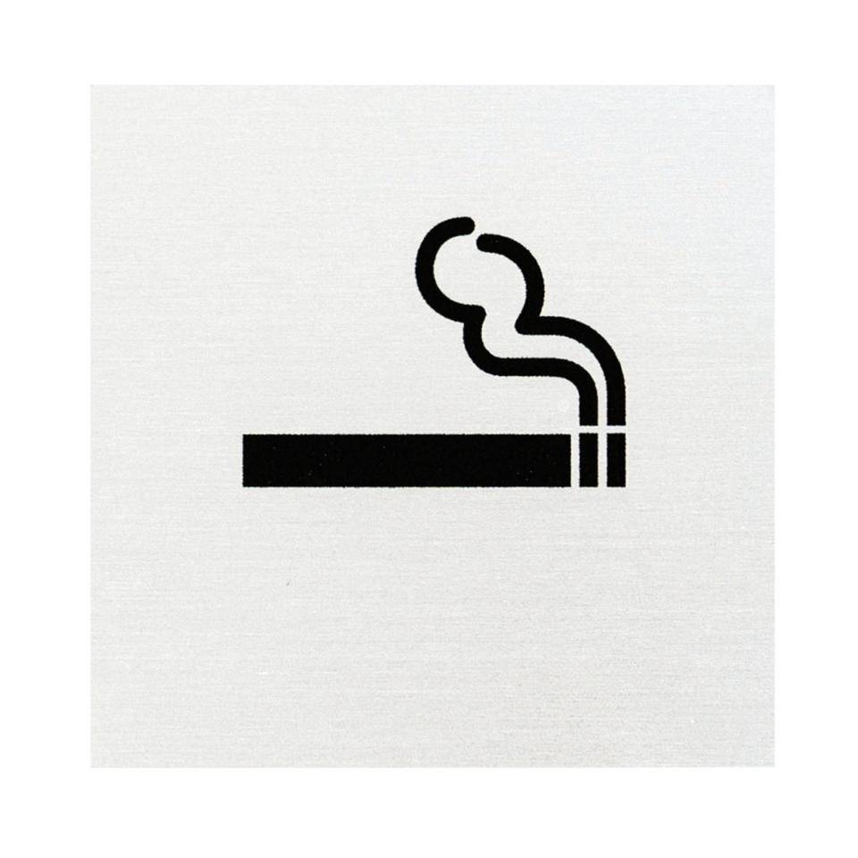Hinweisschild Rauchen erlaubt, Aluminium, silber eloxiert, gebürstet, 70x70mm