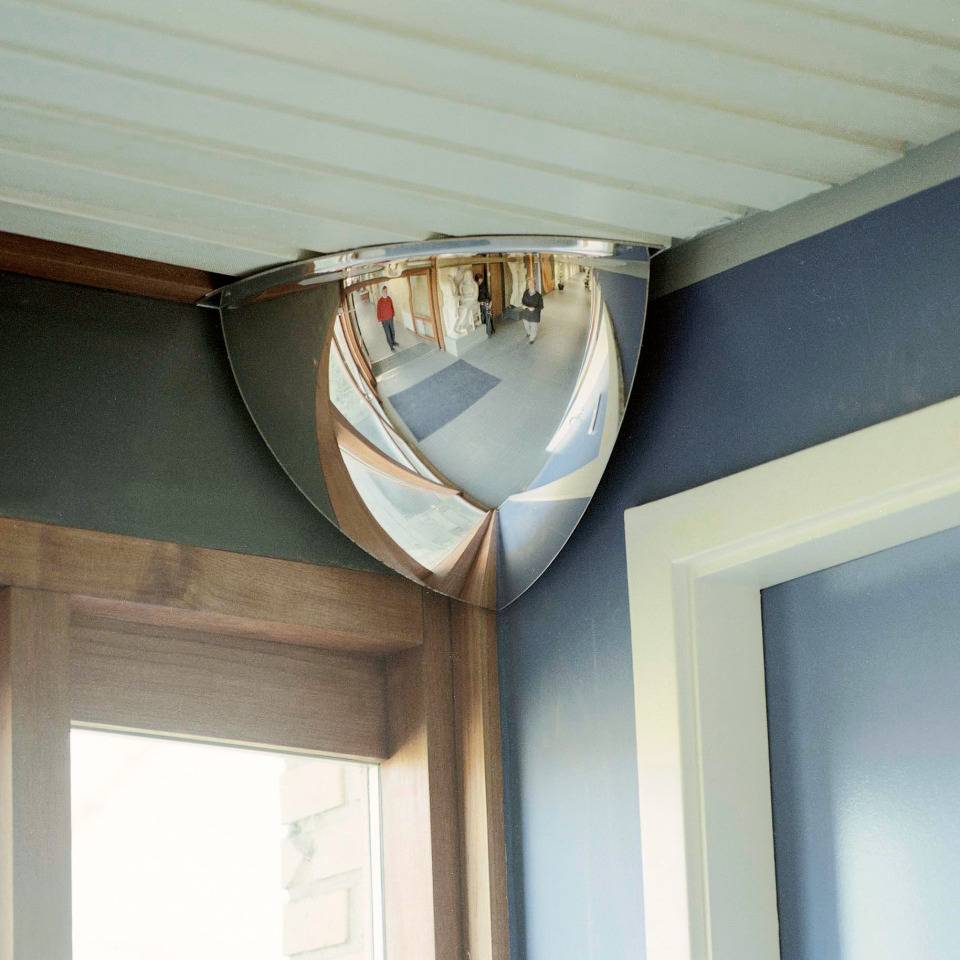 90°-Spiegel, zur Wandbefestigung, Acrylglas, gewölbt, schlagfest, 1/4 Ø 600mm