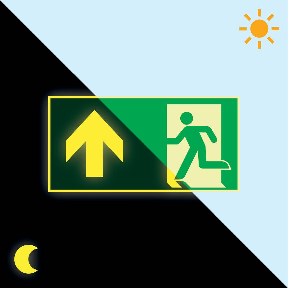 PERMALIGHT® power langnachleuchtend Rettungszeichen Rettungsweg geradeaus, ASR/ISO, Kunststoff, 300x150mm