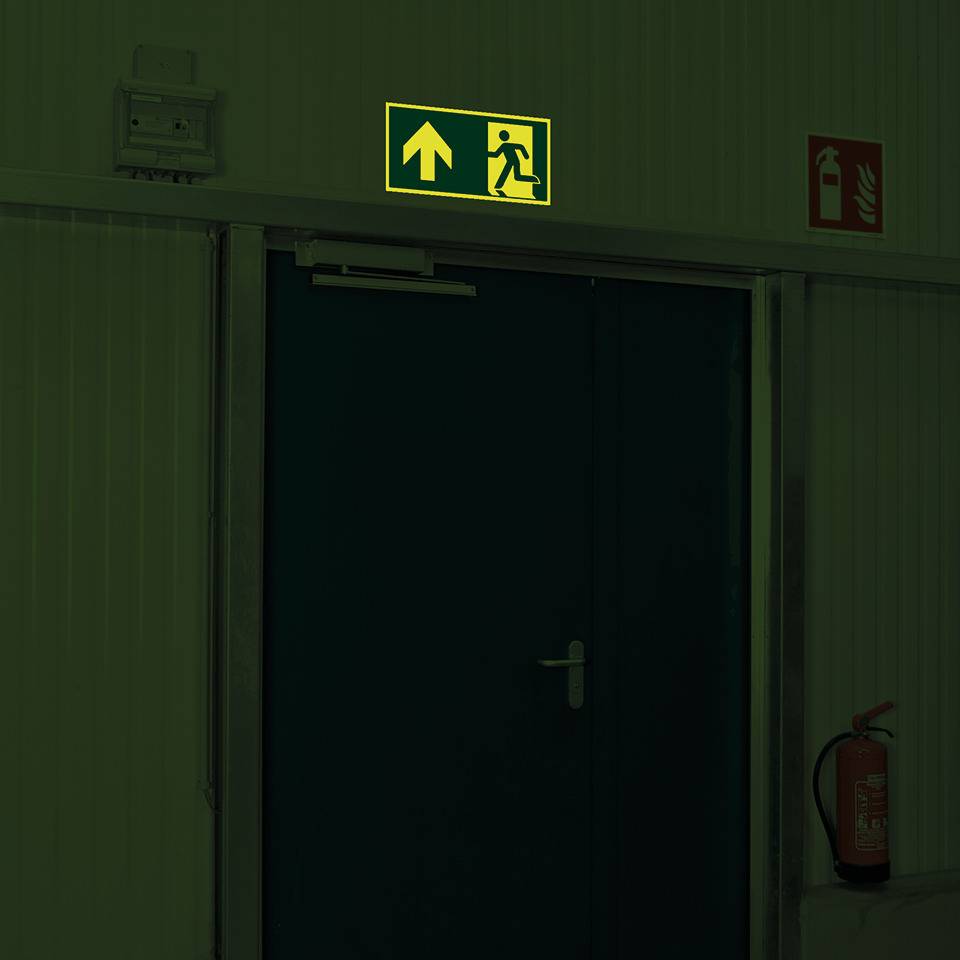 PERMALIGHT® power langnachleuchtend Rettungszeichen Rettungsweg geradeaus, ASR/ISO, Kunststoff, 300x150mm