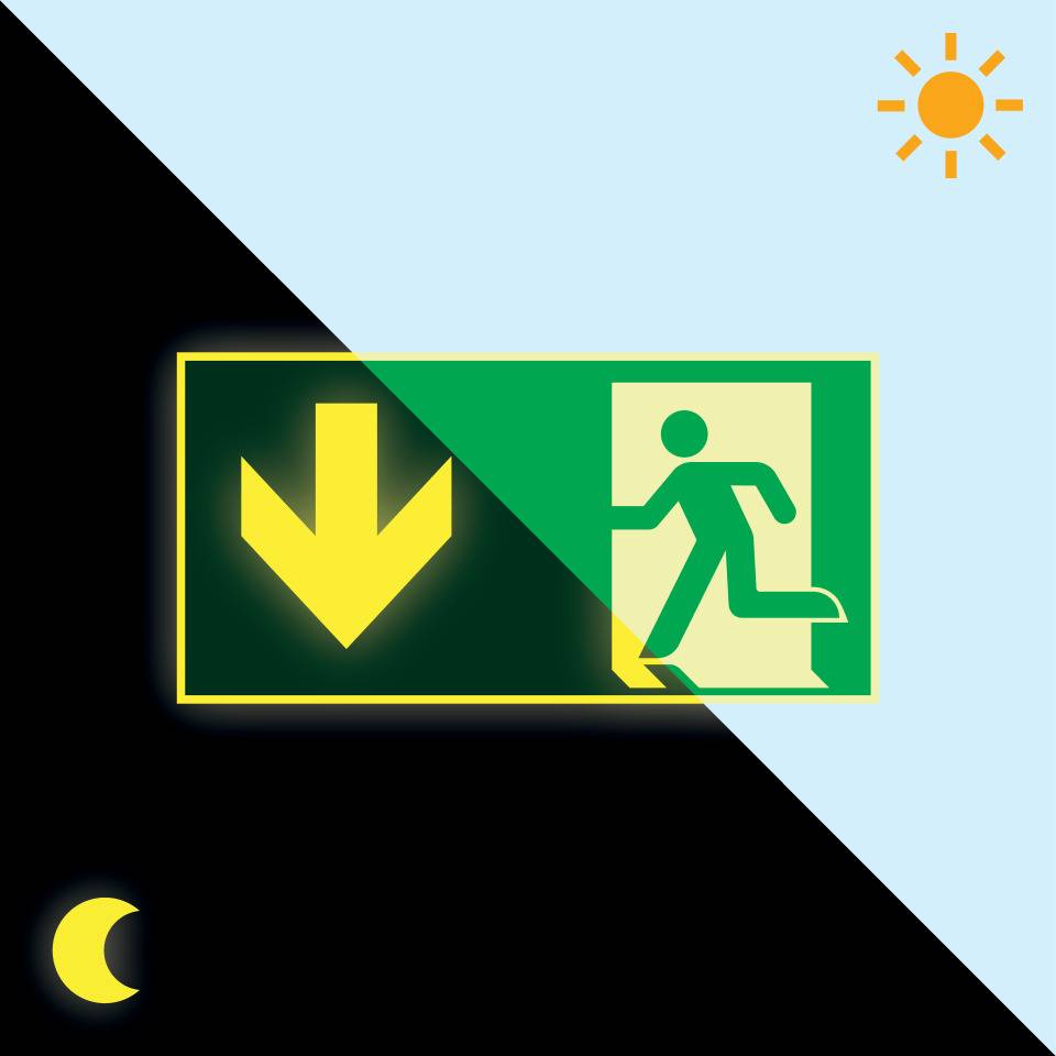 PERMALIGHT® power langnachleuchtend Rettungszeichen Notausgang, ASR/ISO, Kunststoff, 300x150mm