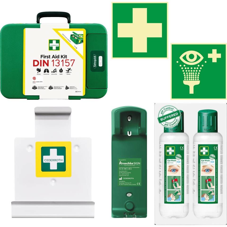 Vorteils-Set CEDERROTH mit Verbandkoffer, mit Wandhalterungen