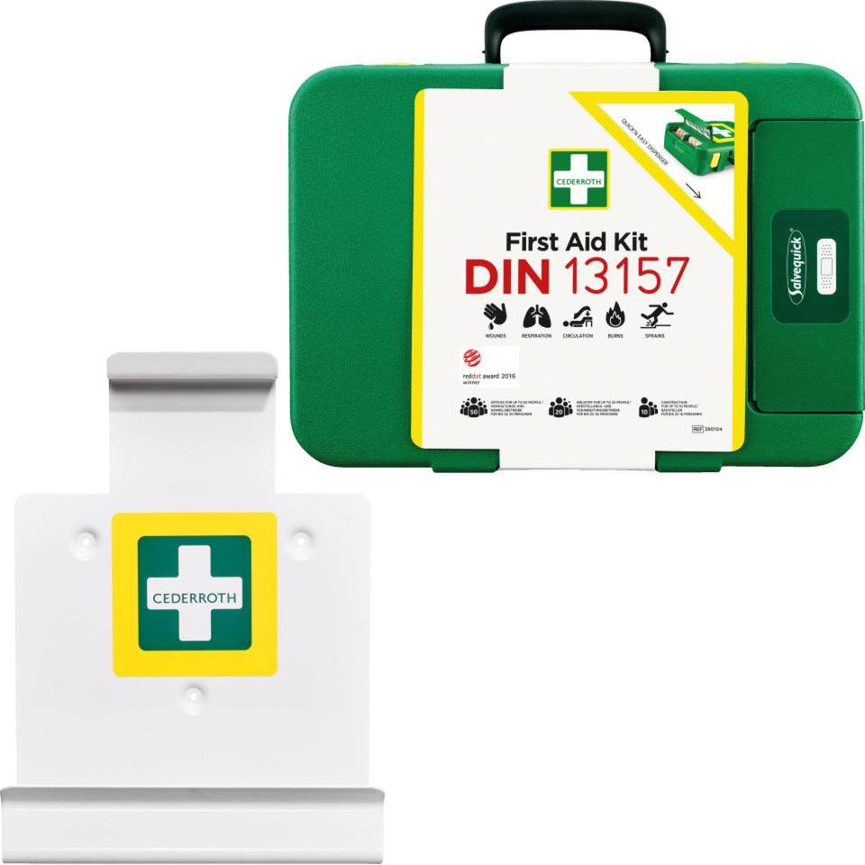 CEDERROTH Verbandkoffer, beinhaltet Verbandkoffer, DIN 13157 undWandhalter