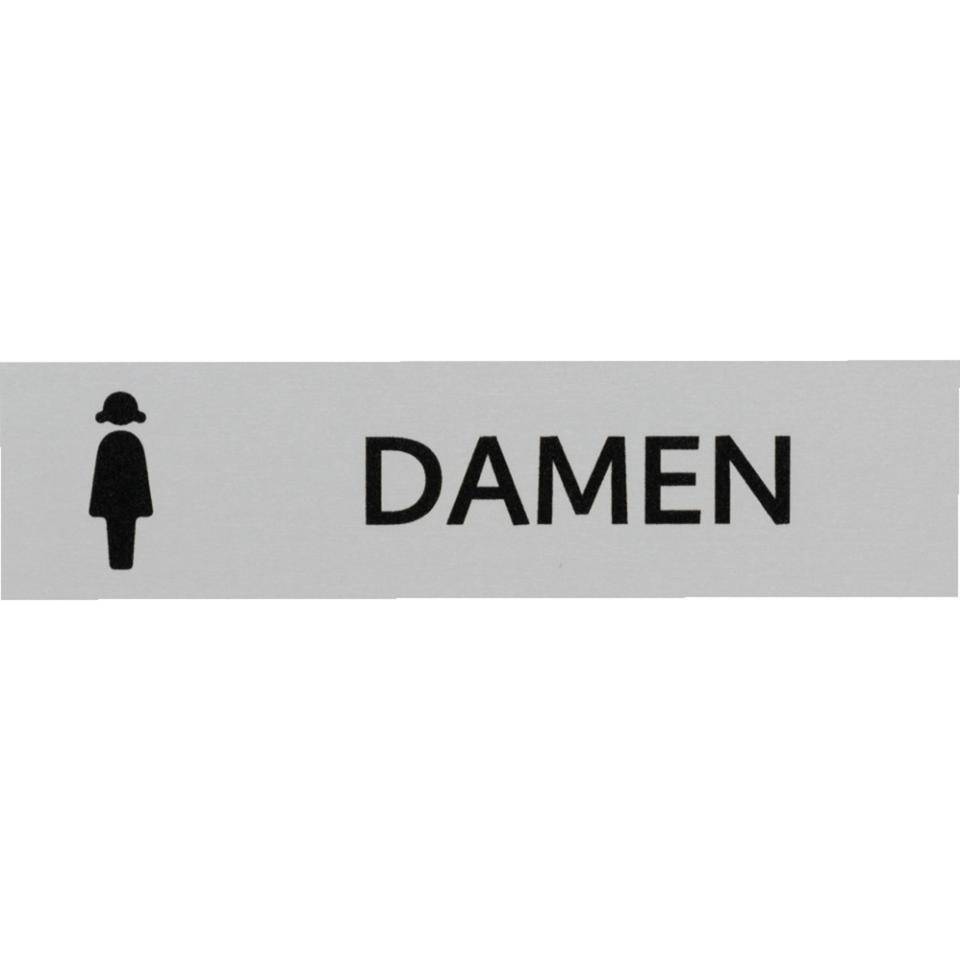 Kombi-Türschild Damen Toiletten, Pikto/Text, Aluminium, selbstklebend, 160x40mm