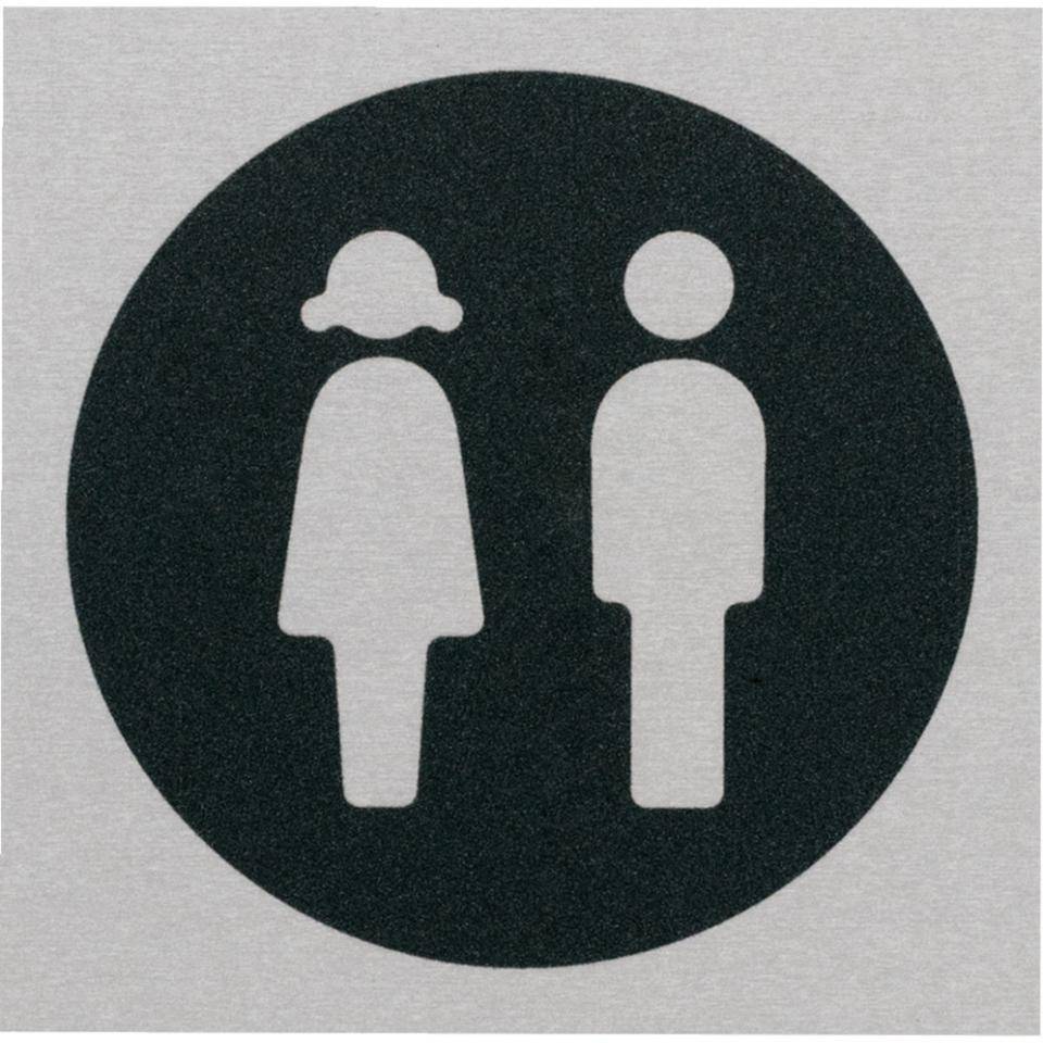 Türschild Piktogramm Damen/Herren-Toiletten, Aluminium, selbstklebend, 80x80mm