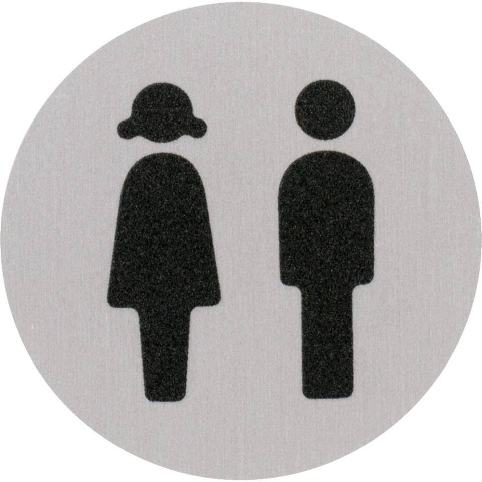 Türschild Piktogramm Damen/Herren-Toiletten, Aluminium, selbstklebend, Ø 60mm