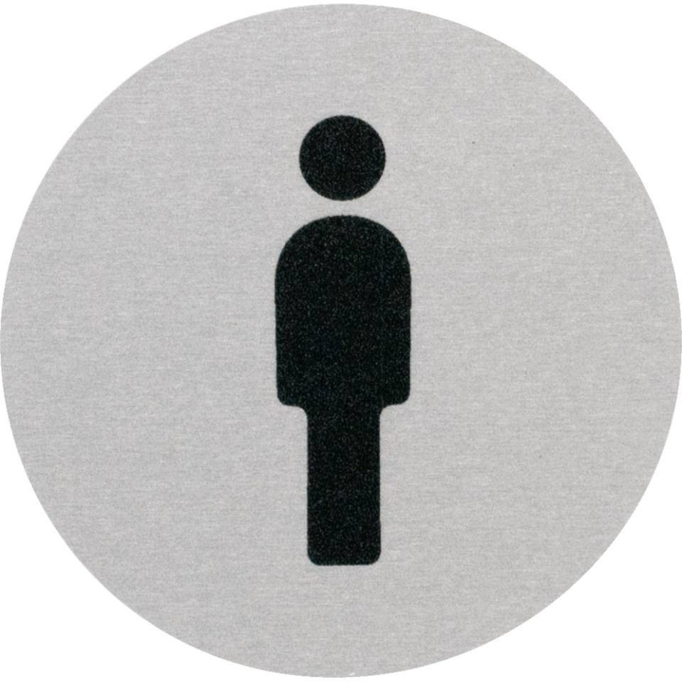 Türschild Piktogramm Herren-Toilette, Aluminium, selbstklebend, Ø 60mm