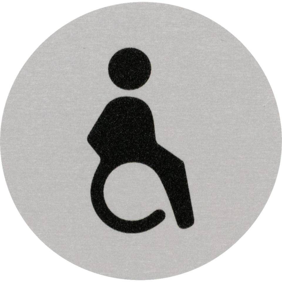 Türschild Piktogramm Behinderten-Toilette, Aluminium, selbstklebend, Ø 60mm