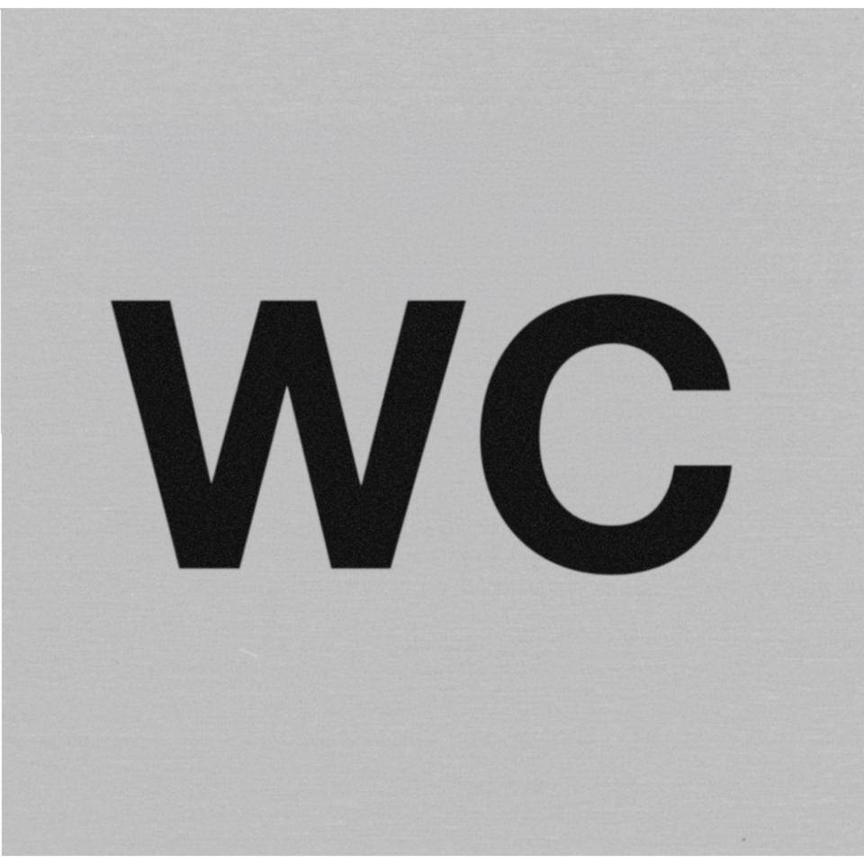 Türschild WC, mit Text, Aluminium, selbstklebend, 60x60mm