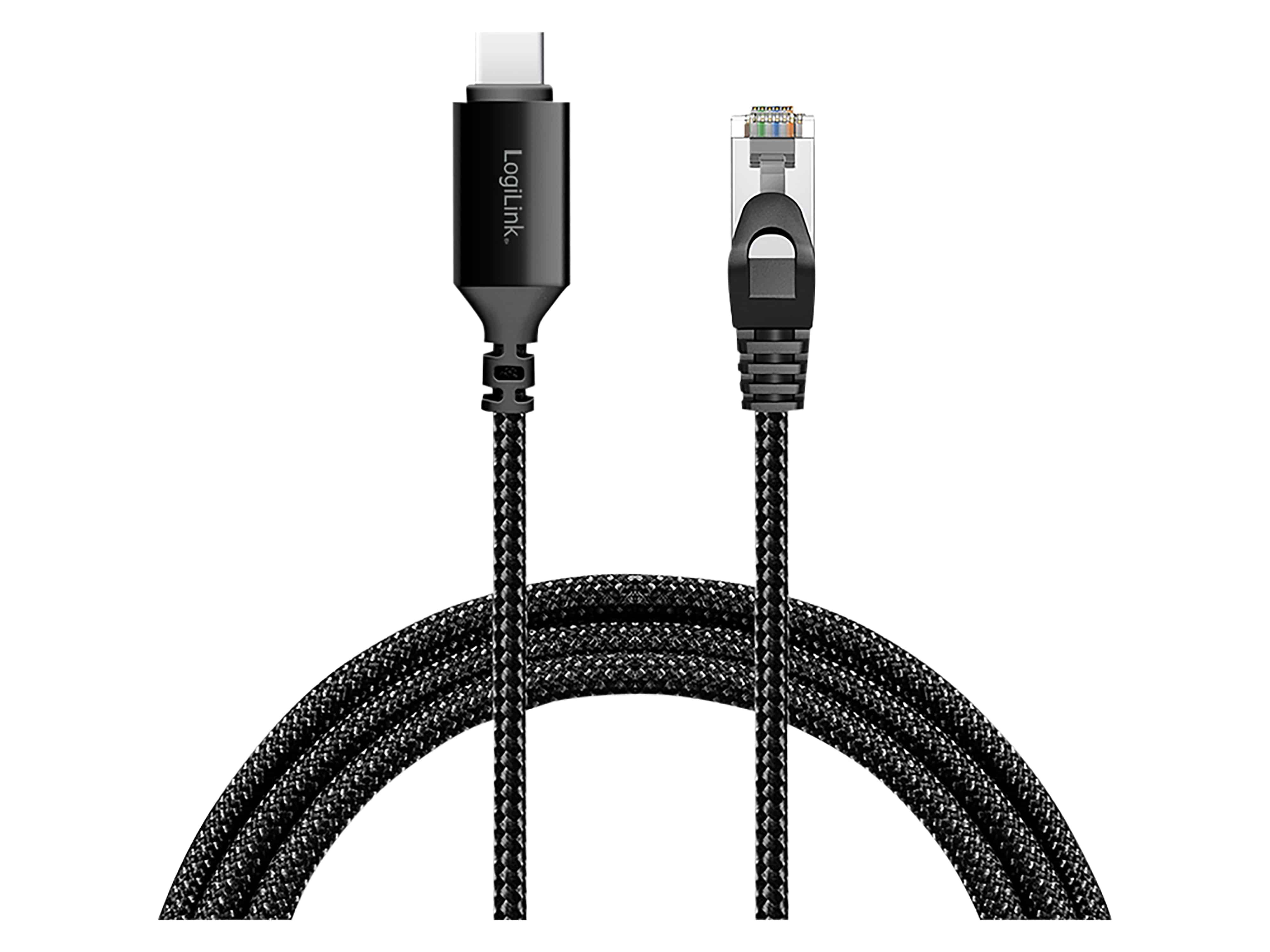 LOGILINK USB-C Ethernet-Kabel CAT6 CU0412 USB-C 3.2 auf RJ 45 2m
