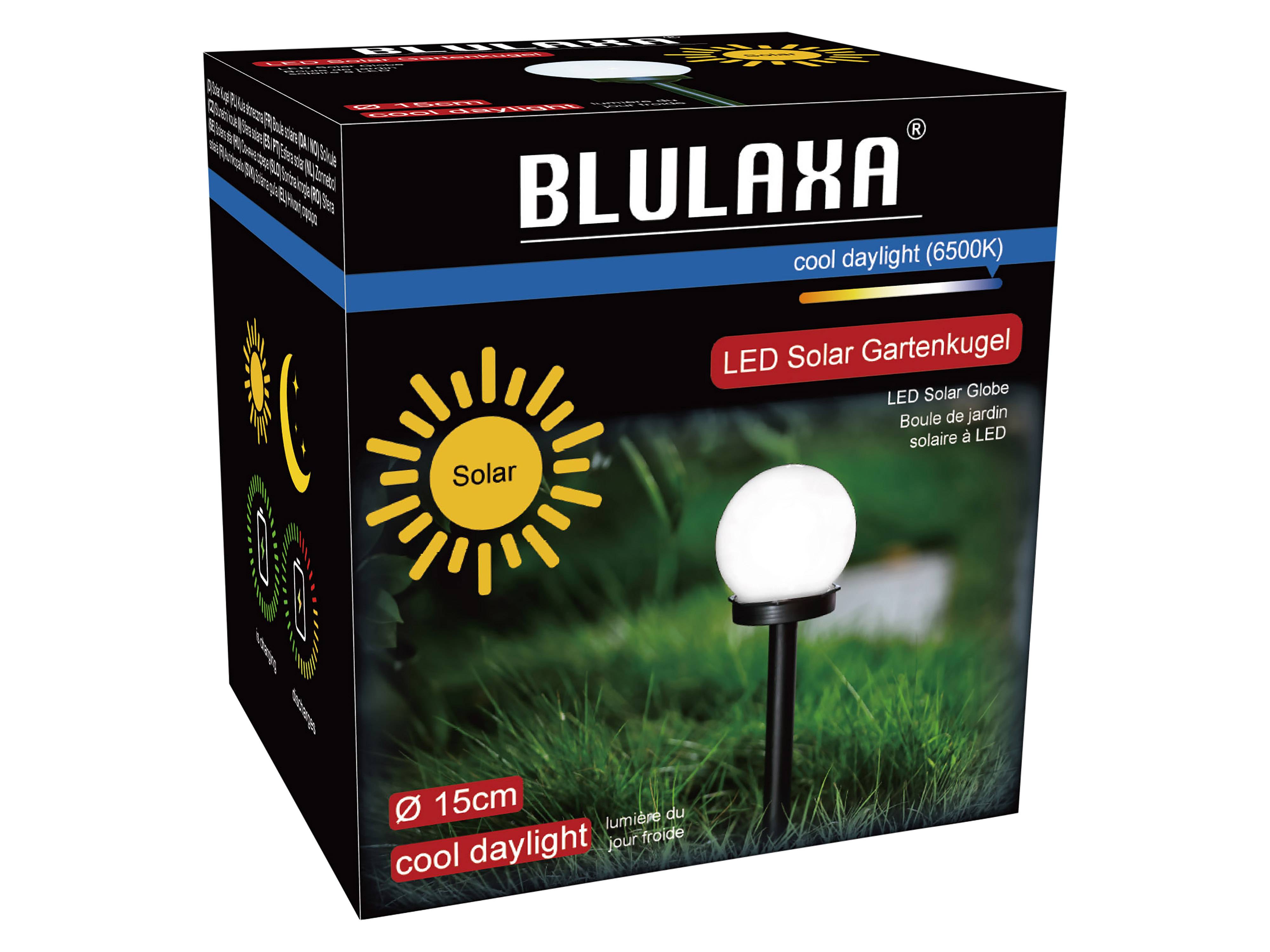BLULAXA Solar LED-Gartenleuchte, Ø 15 cm, IP44, weiß
