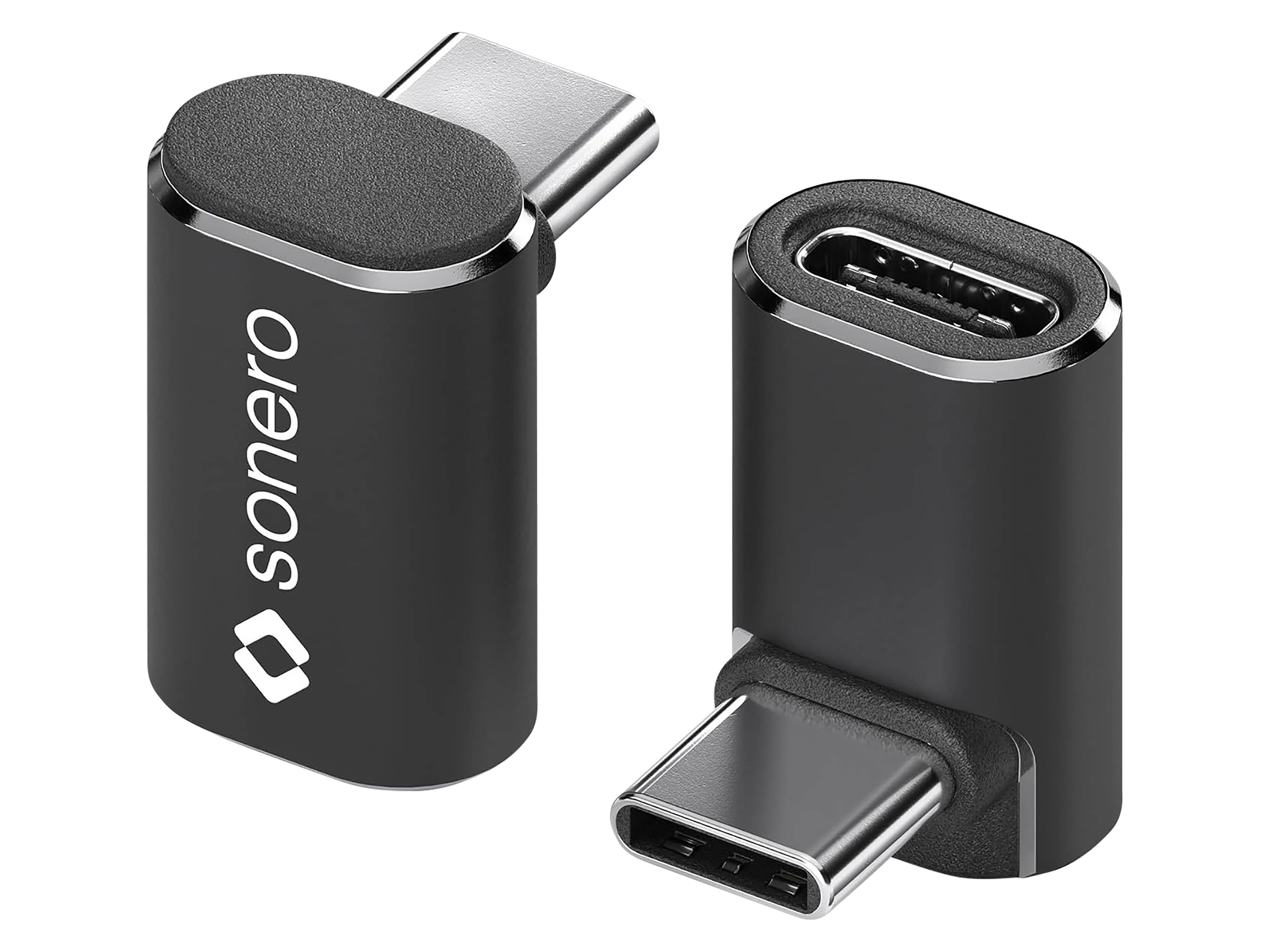 SONERO USB-C Adapter X-UA131 90° 40Gbps 240W Alu schwarz