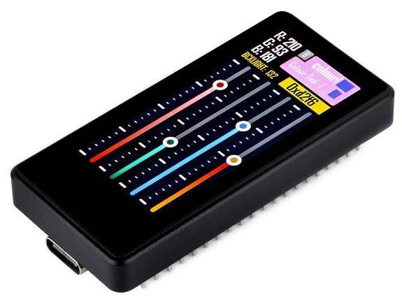 Waveshare ESP32 S3 Mikrocontroller, 240 MHz, 16 MB Flash, Wi-Fi, BT5, 1.91 Zoll AMOLED Display - Display: Touchscreen - Ausführung: mit Header