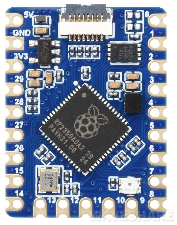 Waveshare RP2350-Tiny Mikrocontroller, ARM/RISC-V, 28 GPIO, 4MB Flash, RGB-LED, ohne FPC-Kabel