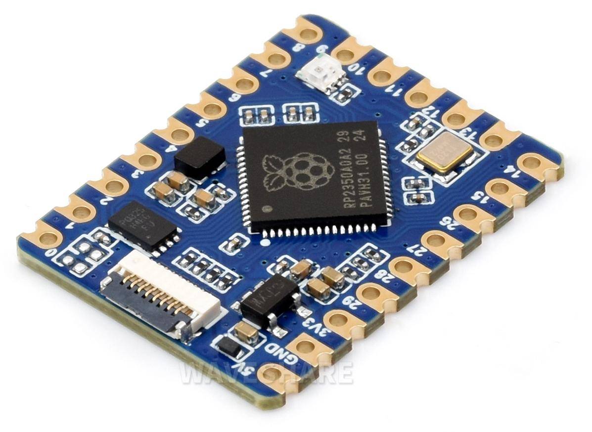Waveshare RP2350-Tiny Mikrocontroller, ARM/RISC-V, 28 GPIO, 4MB Flash, RGB-LED, ohne FPC-Kabel