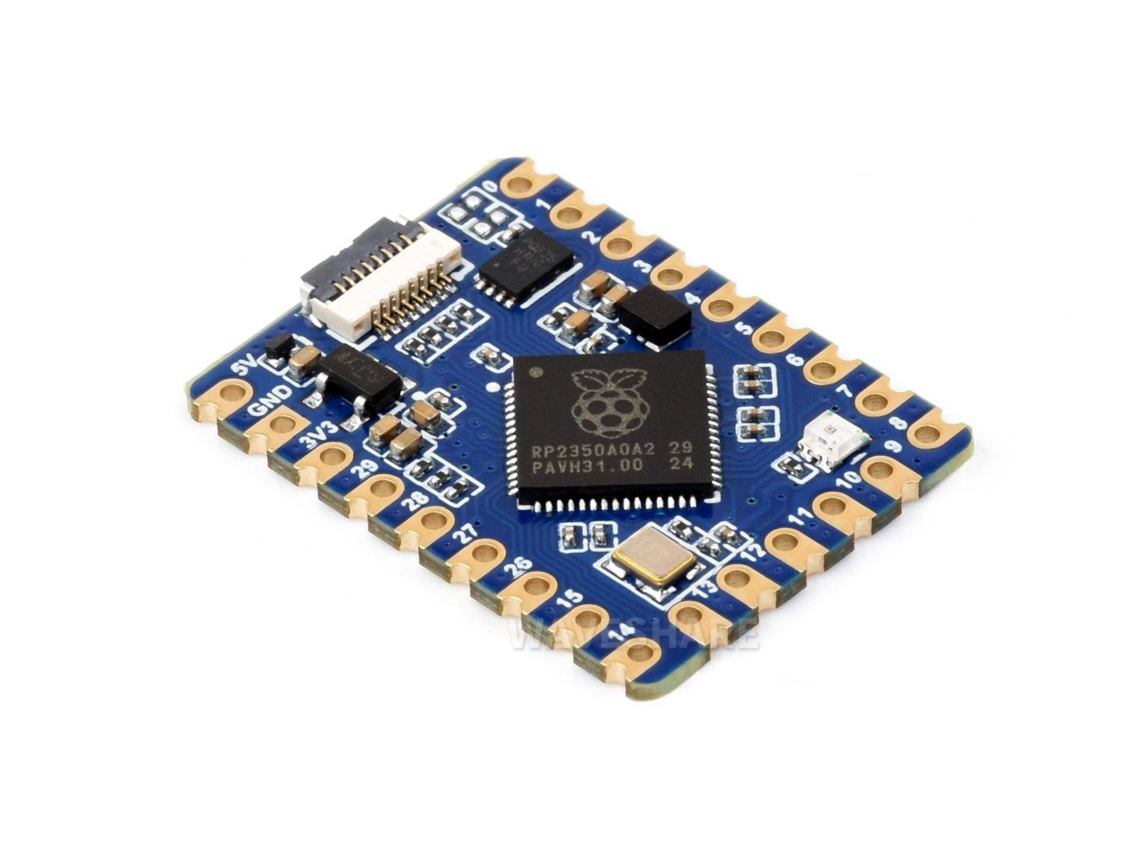 Waveshare RP2350-Tiny Mikrocontroller, ARM/RISC-V, 28 GPIO, 4MB Flash,USB-C, RGB-LED, mit FPC-Kabel