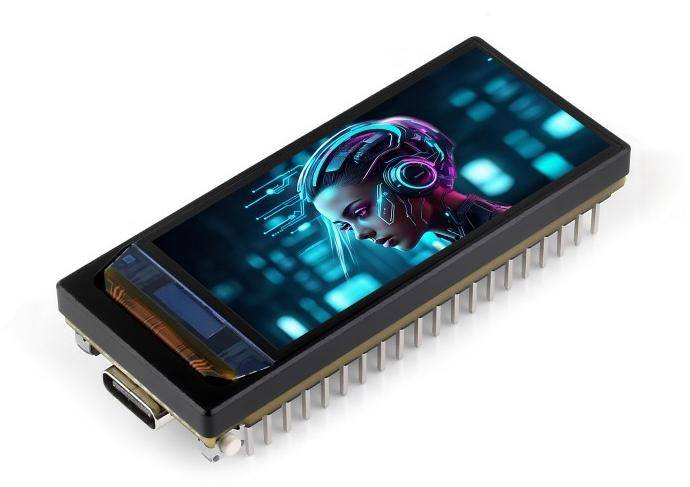 Waveshare ESP32 S3 Mikrocontroller, 240 MHz, 16 MB Flash, Wi-Fi, BT5, 1.91 Zoll AMOLED Display - Display: ohne Touch-Funktion - Ausführung: mit