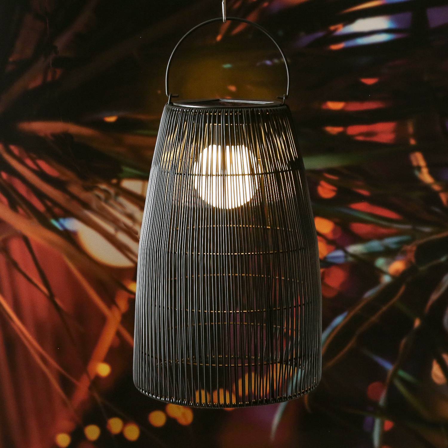 LED Solar Laterne Hängeleuchte in Rattanoptik Korbgeflecht für Terrasse Balkon