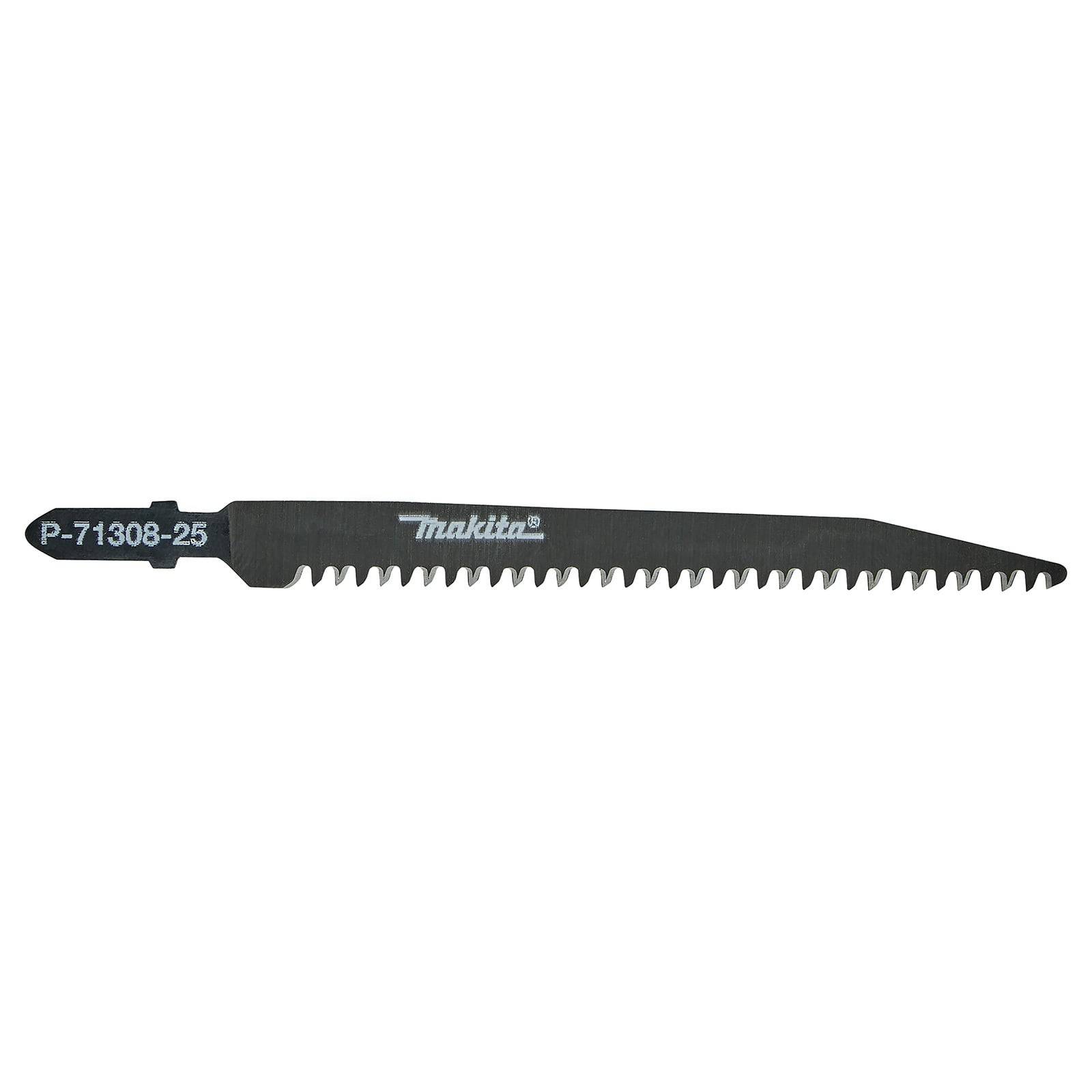 Ein Makita P-71308-25 Säbelsägeblatt mit scharfen Zähnen zum Schneiden von Holz und Metall.