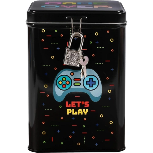 I-TOTAL® Spardose mit Vorhängeschloss Schlüssel Sparbüchse Metall Let's Play I-TOTAL® Spardose mit Vorhängeschloss Schlüssel Sparbüchse Metall Let's Play