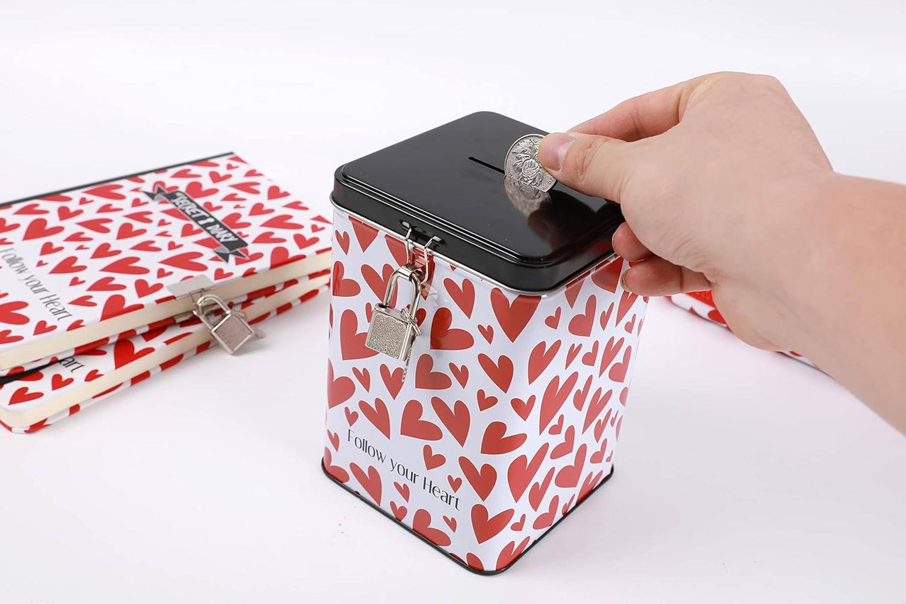 I-TOTAL® Spardose Vorhängeschloss Schlüssel Sparbüchse Metall Follow Your Heart