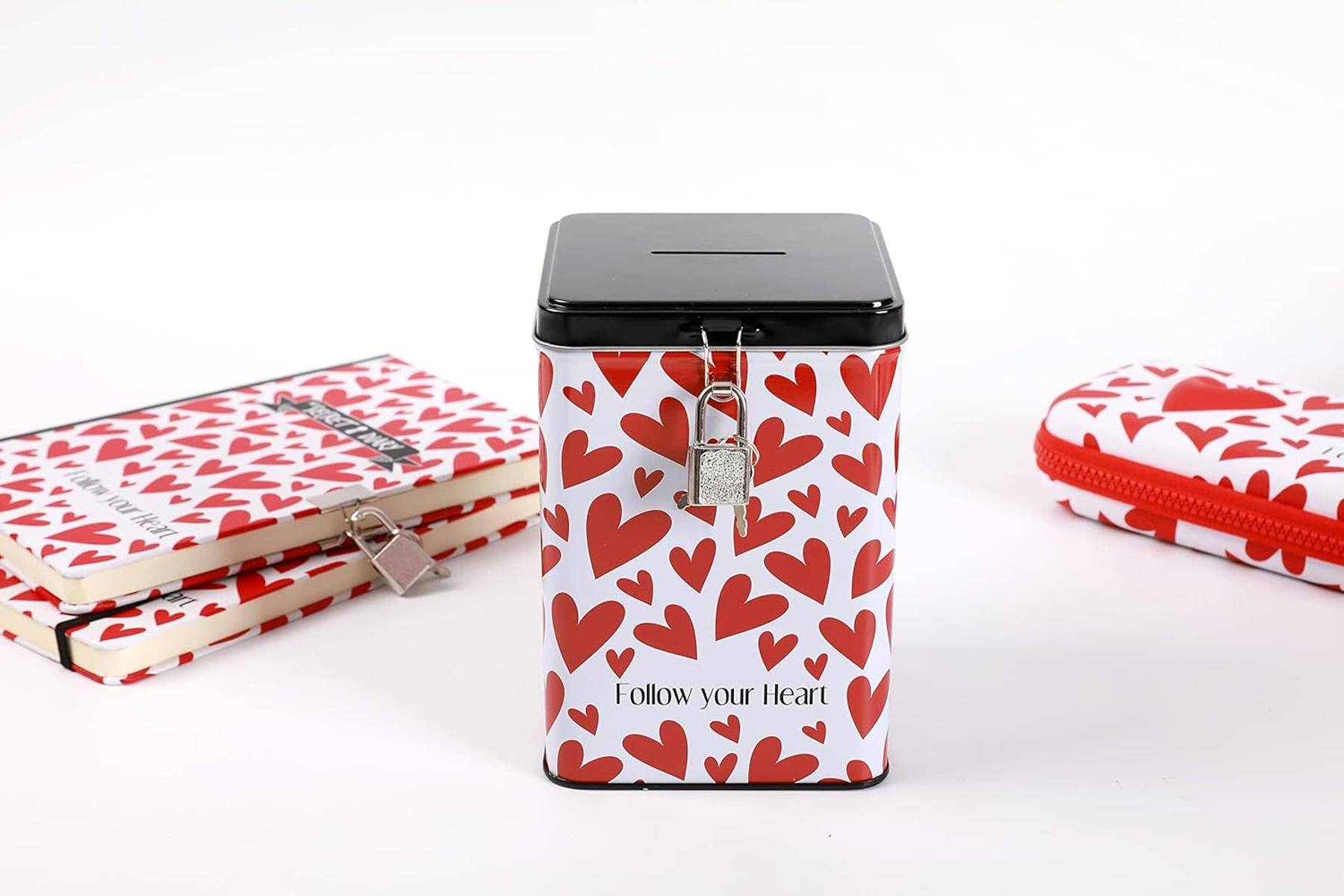 I-TOTAL® Spardose Vorhängeschloss Schlüssel Sparbüchse Metall Follow Your Heart