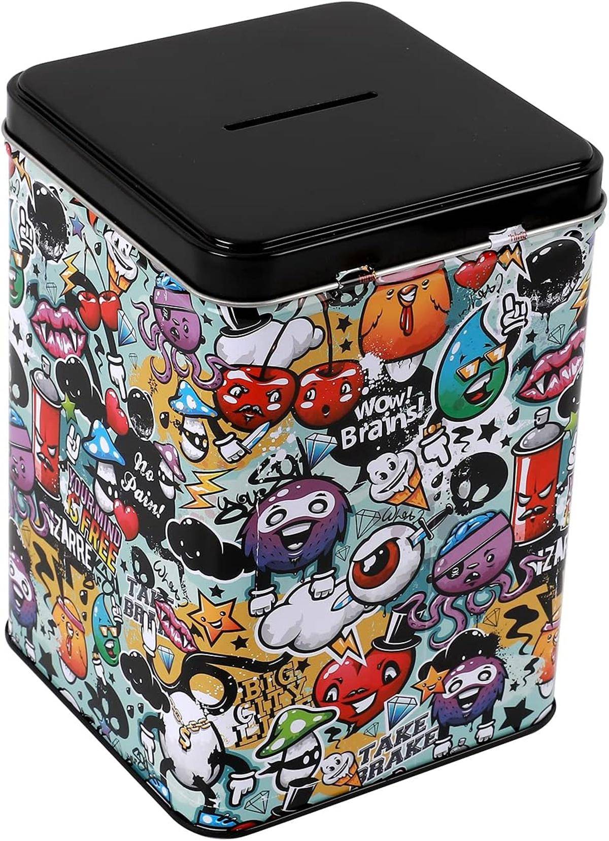 I-TOTAL® Spardose Vorhängeschloss Schlüssel Sparbüchse Metall Graffiti