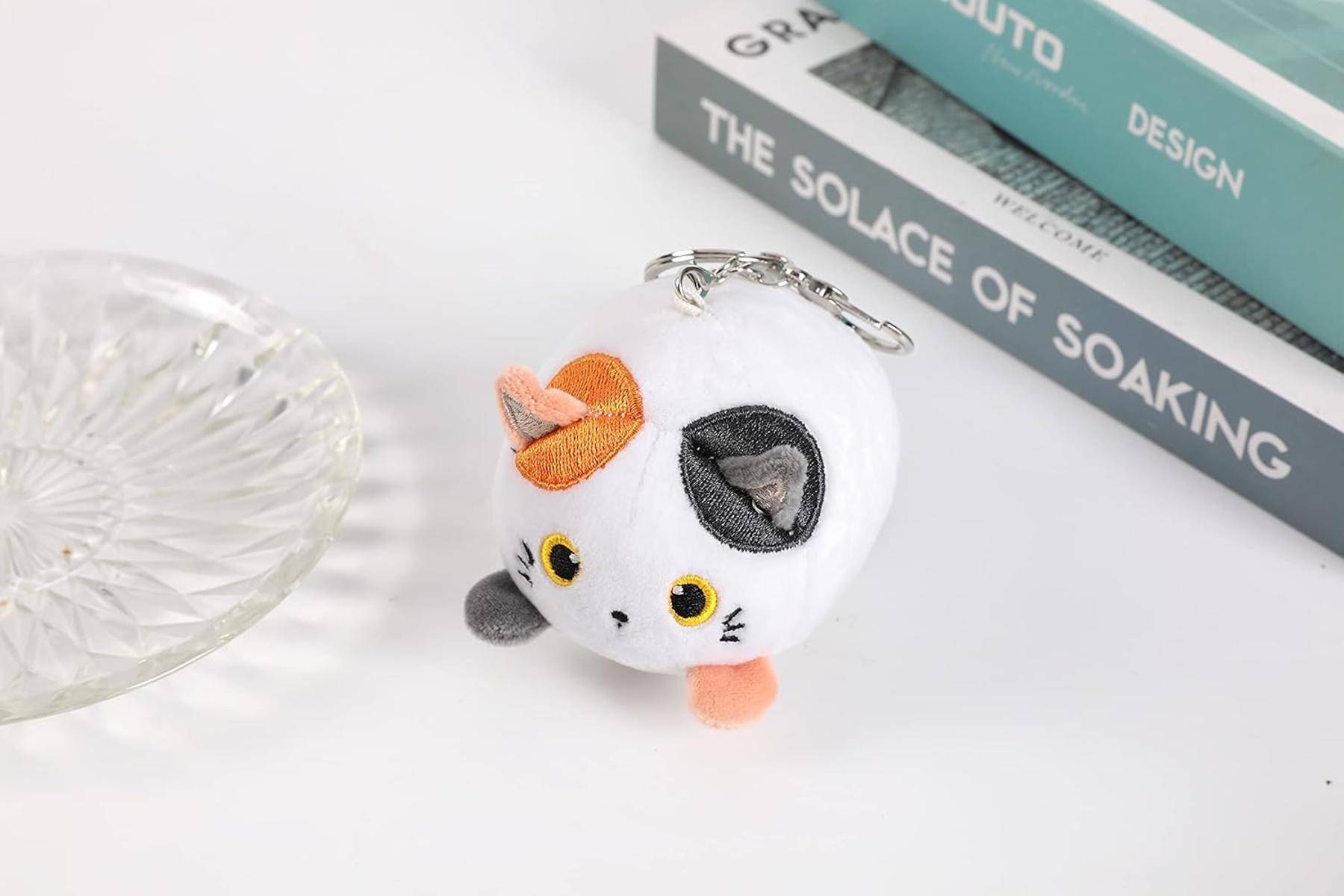 I-TOTAL® Schlüsselanhänger mit Haken Plüschtier 10 x 11 x 9 cm Katze